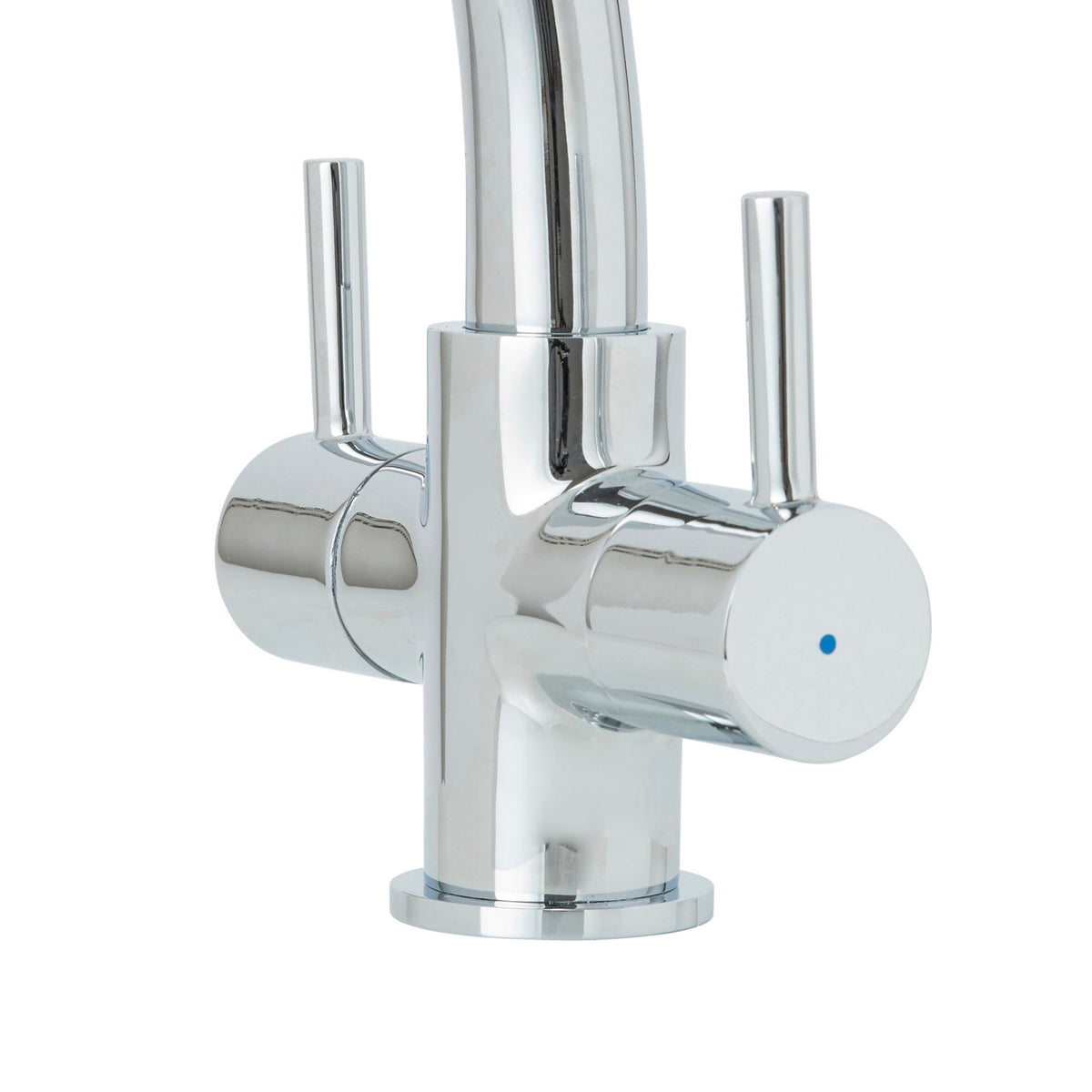 Kitchen Sink Tap Mixer Chrome Dual Lever Swivel Spout 1/4 Turn Modern Faucet - Image 2