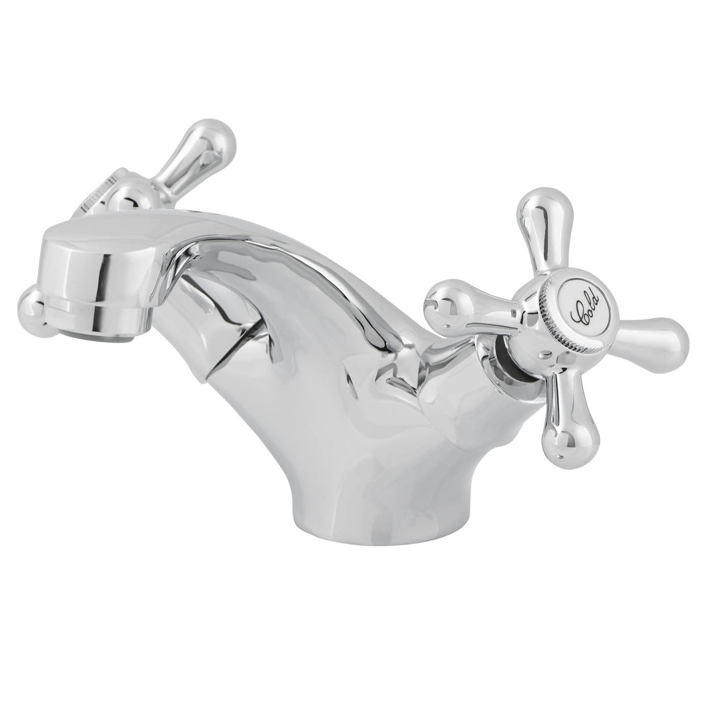 Bathroom Basin Tap Mono Bloc Mixer Chrome Dual Lever Waste ¼ Turn Traditional - Image 1