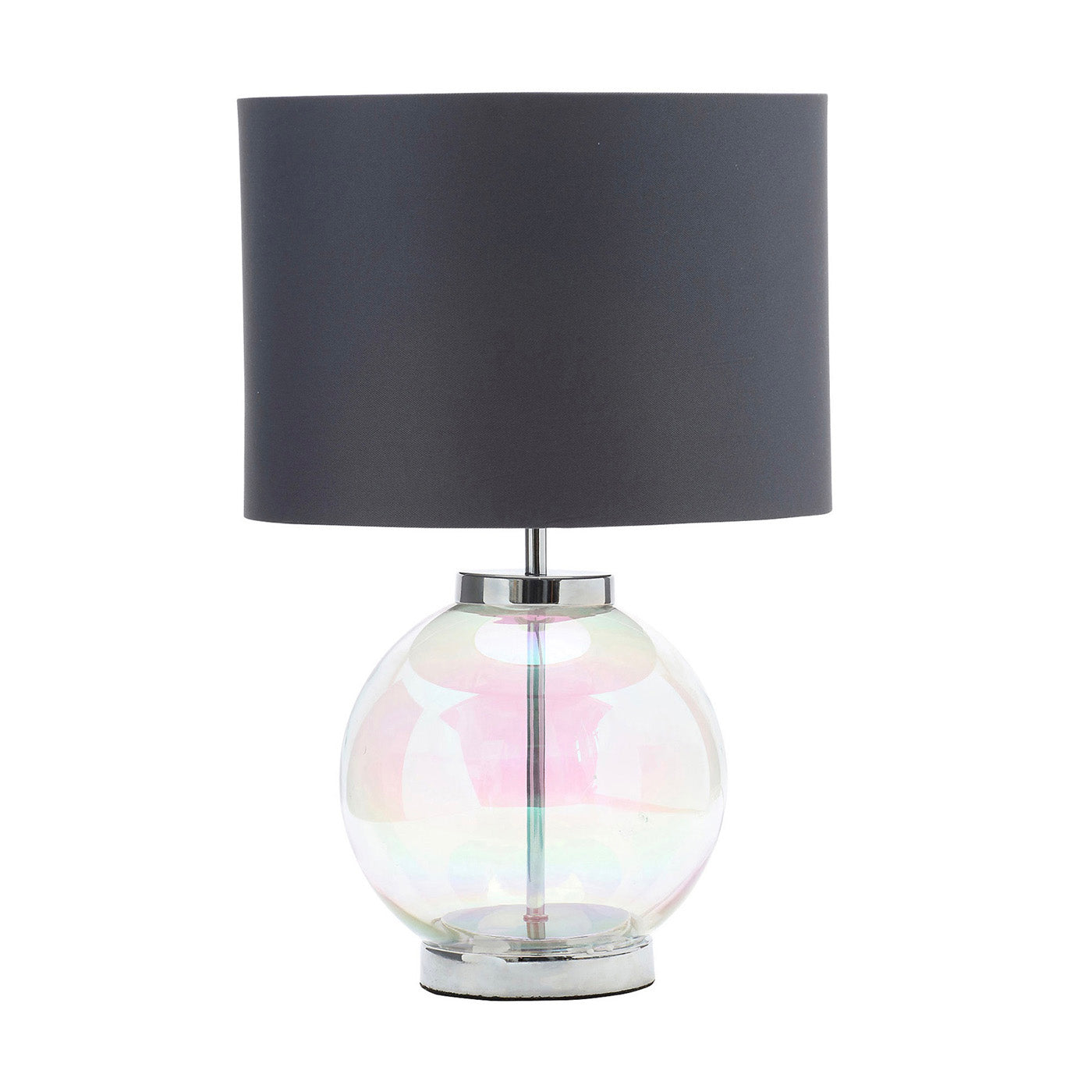 Table Lamp Iridescent Glass Base Bedside Night Light Drum Shade Modern 28W 47cm - Image 2