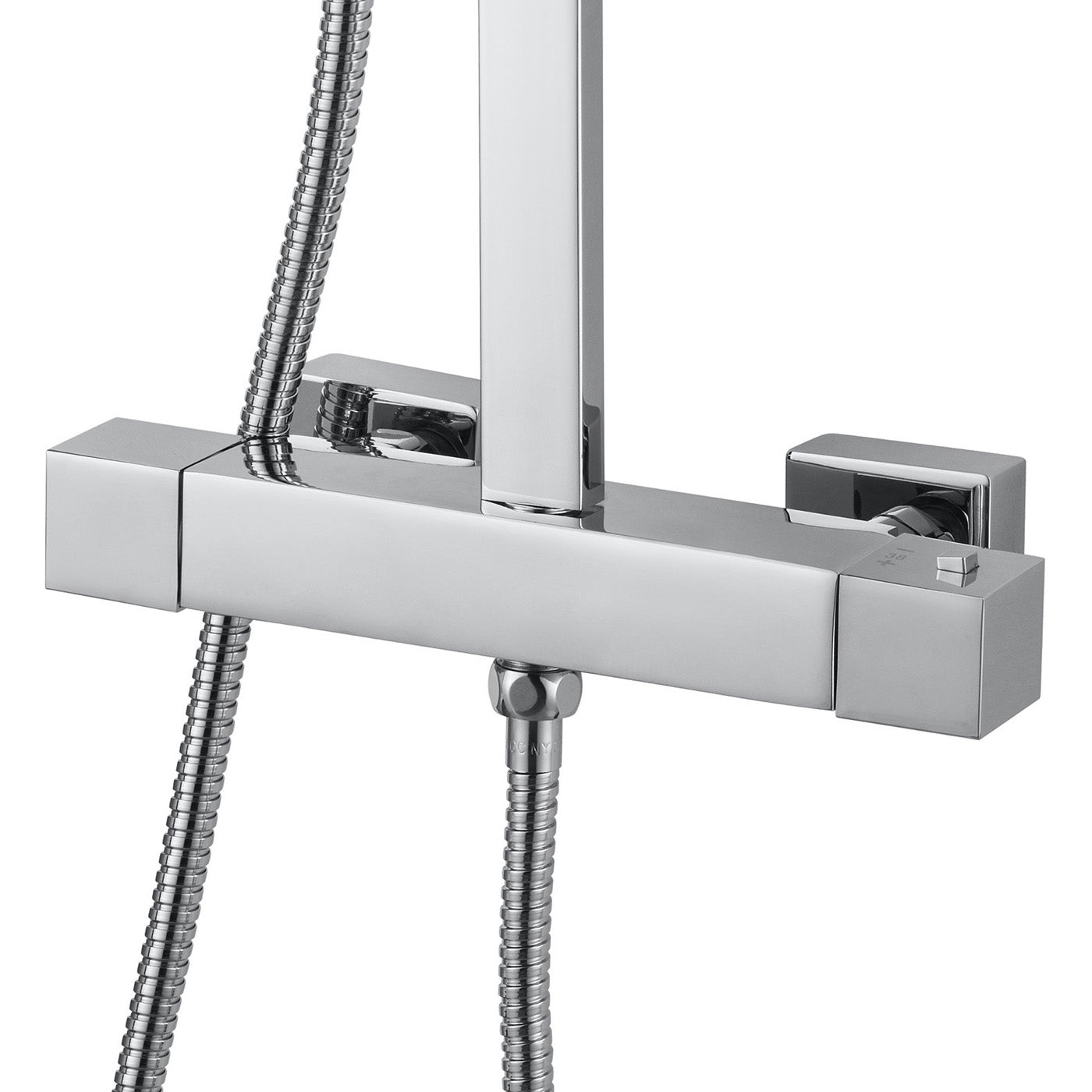 Thermostatic Shower Mixer Bathroom Chrome Twin Square Head Riser Rail Modern - Image 4