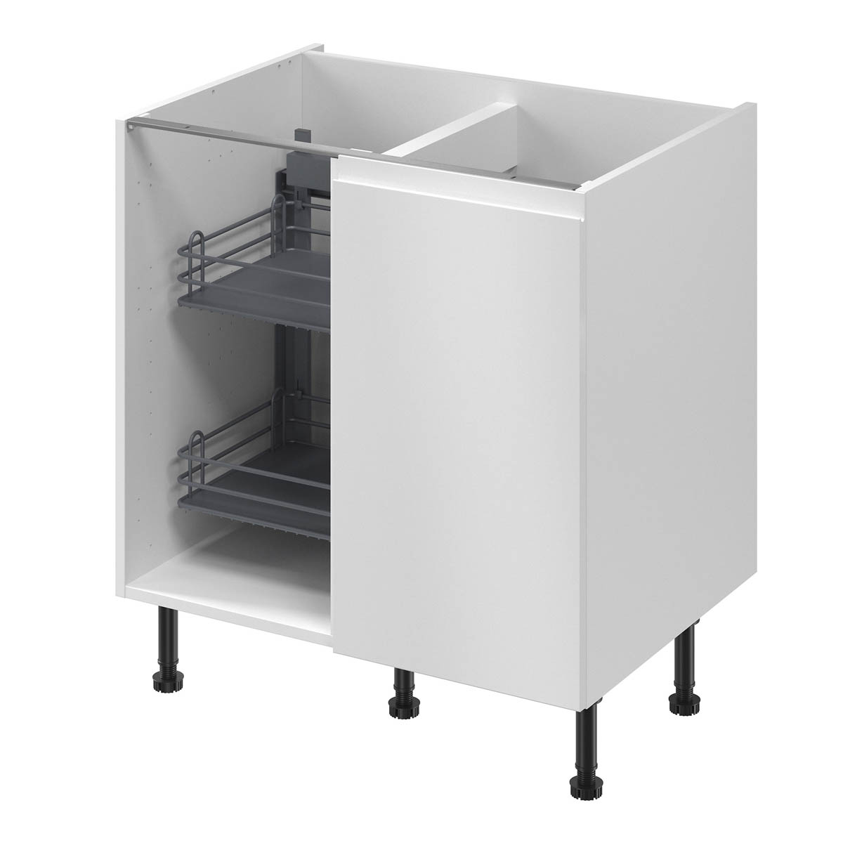 Kitchen Cabinet Pull-Out Storage Corner Grey Soft-Close RH Space Saving 40cm - Image 1