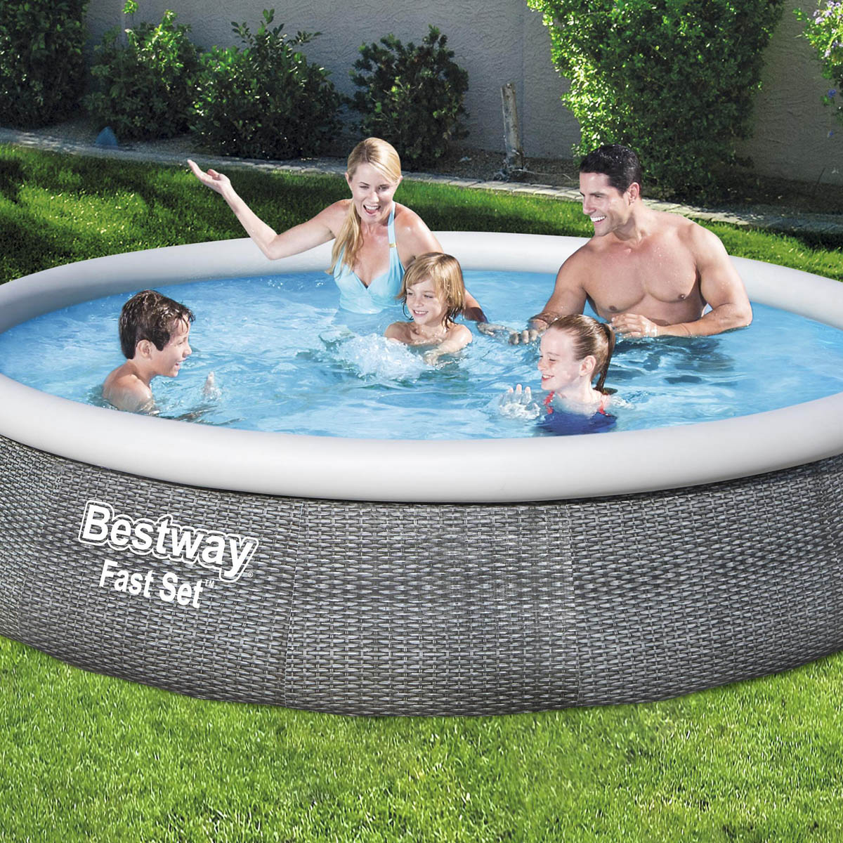 Bestway Garden Pool Inflatable Family Round Grey With Pump (L) 396 x (H) 84cm - Image 2