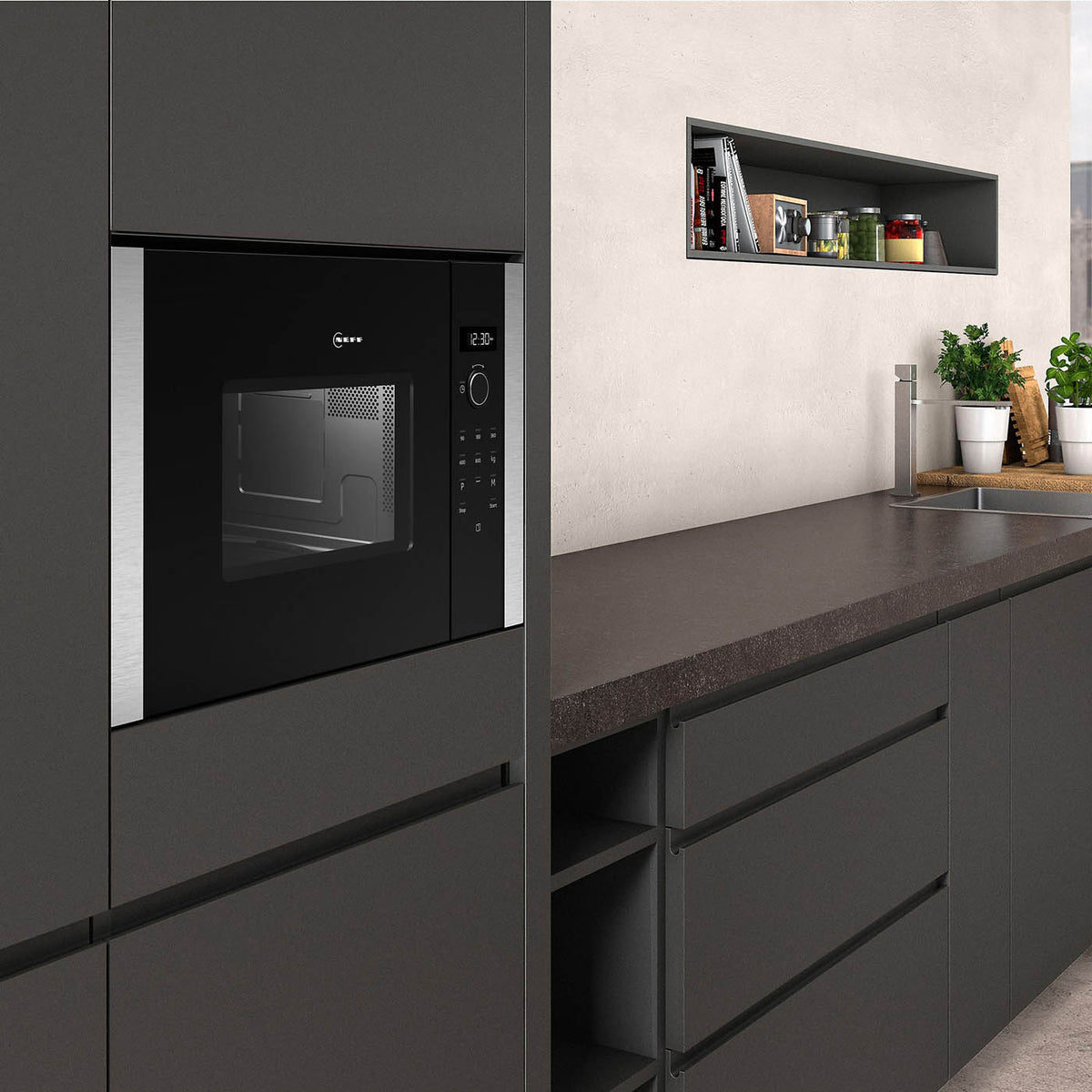 NEFF Microwave Built-In N50 HLAWD23N0B LED-Display Touch Control 20L Black 800W - Image 2