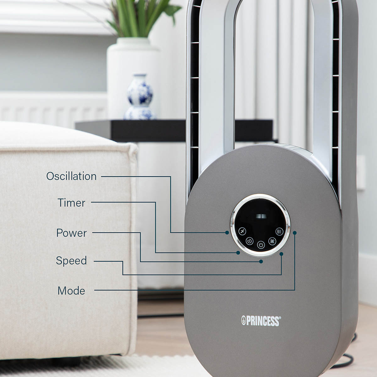 Princess Bladeless Fan Oscillating LED Remote Control Multifunctional (H)67.5cm - Image 10