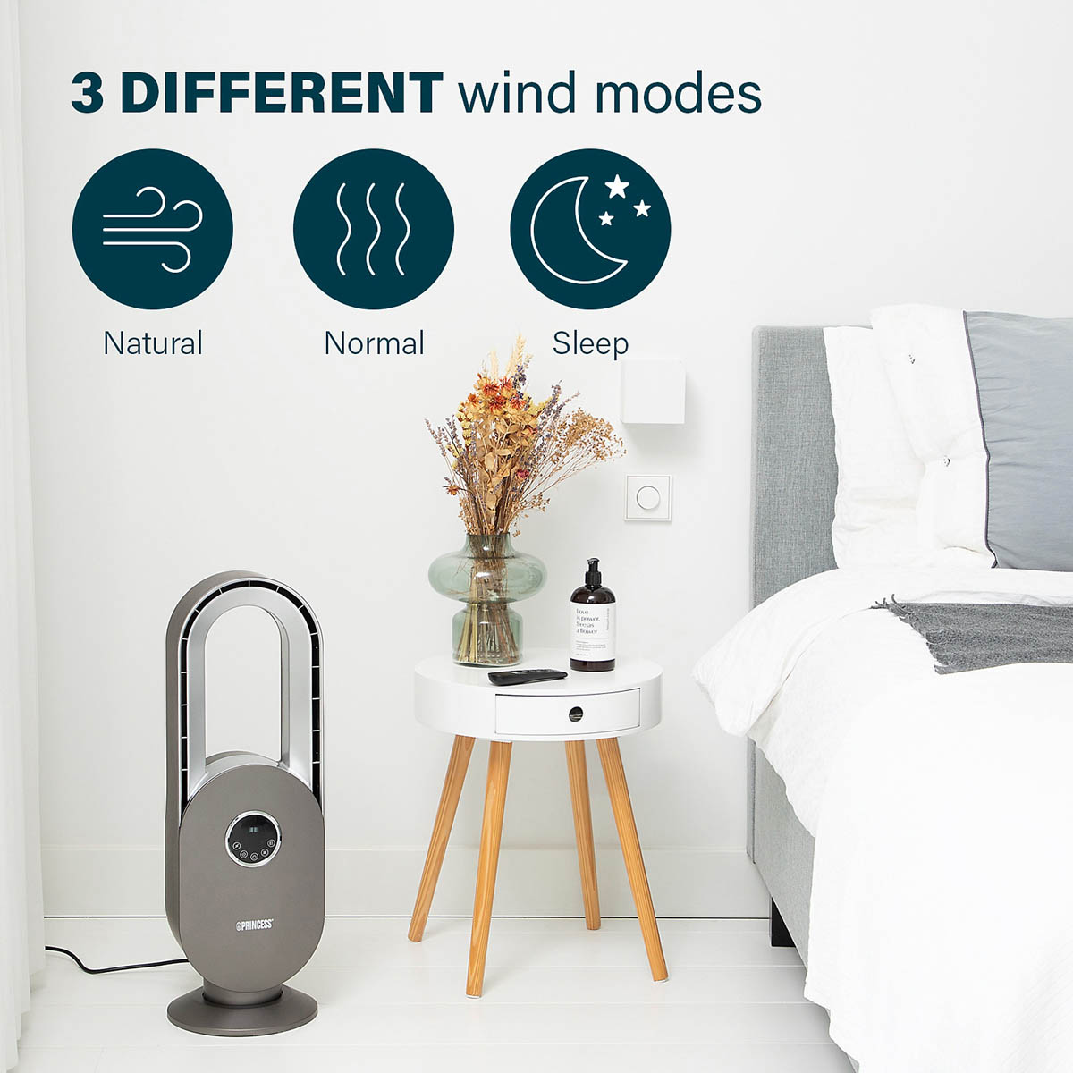 Princess Bladeless Fan Oscillating LED Remote Control Multifunctional (H)67.5cm - Image 6