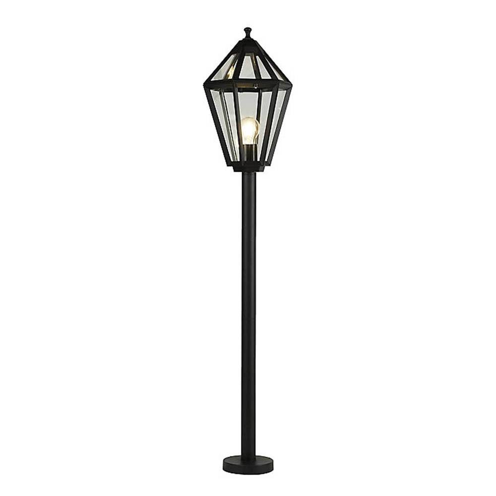 Post Light 1 Lamp Lantern Black Mains Outdoor 6 Faces Waterproof IP44 25 W 240 V - Image 1