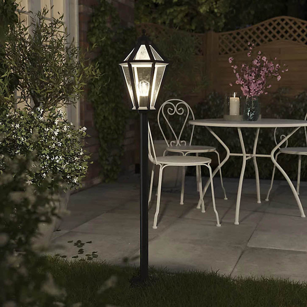 Post Light 1 Lamp Lantern Black Mains Outdoor 6 Faces Waterproof IP44 25 W 240 V - Image 2