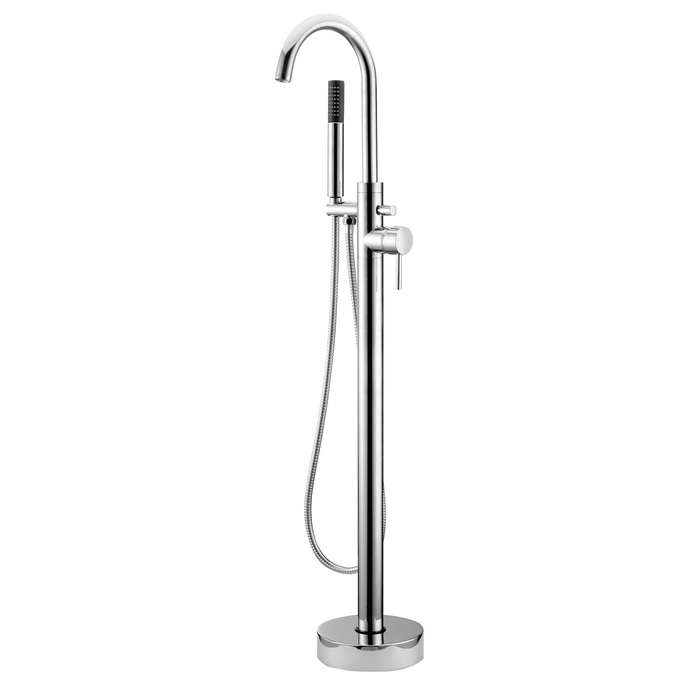Aquadry Freestanding Bath Tap Shower Mixer Oria Chrome Effect Floor-Mounted - Image 1