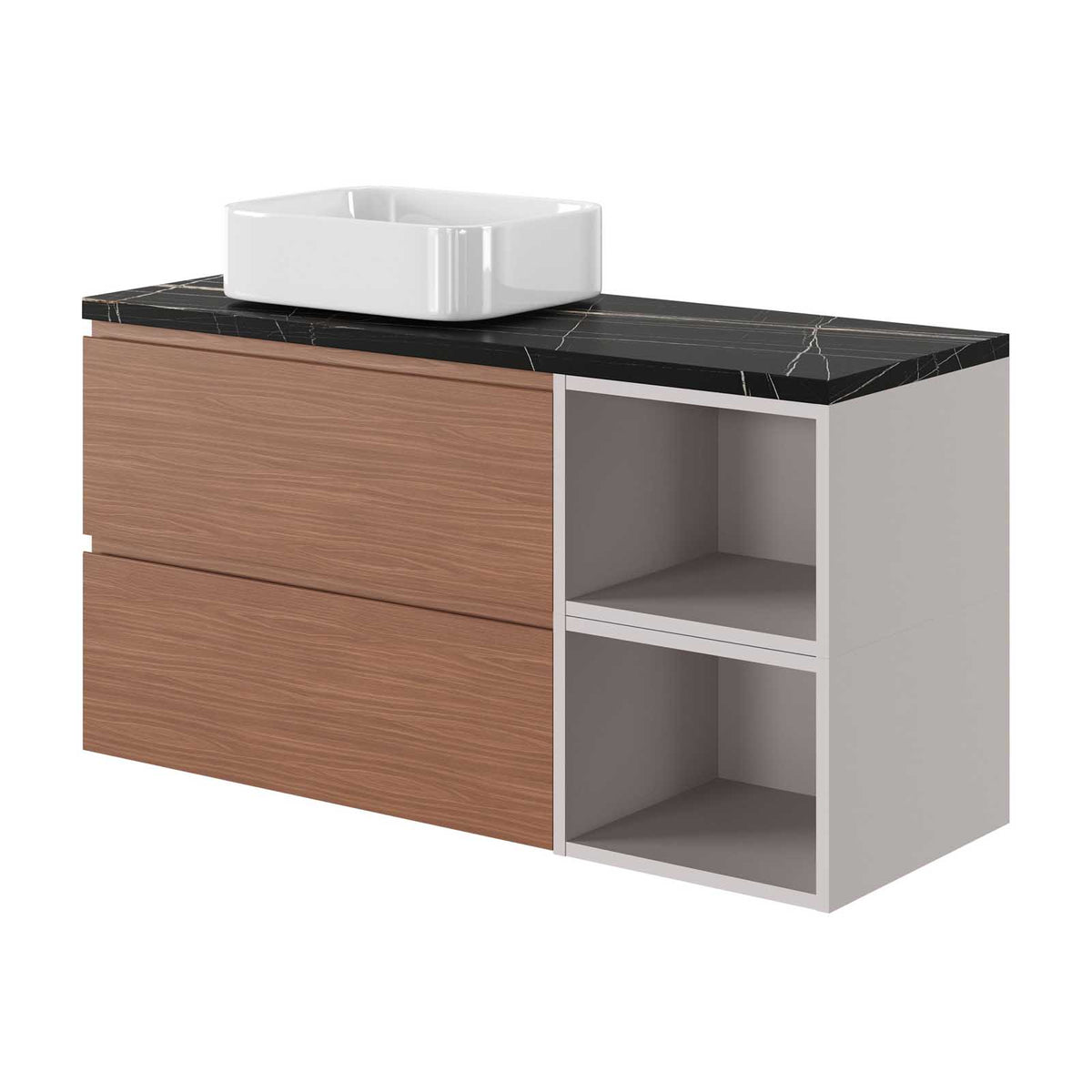 Bathroom Basin Sink Matt White Rectangular Counter Top Modern Hand Wash (W)45cm - Image 9