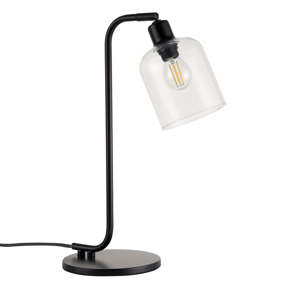 Table Lamp Matt Black Glass Steel Freestanding Living Room Bedroom Modern - Image 2
