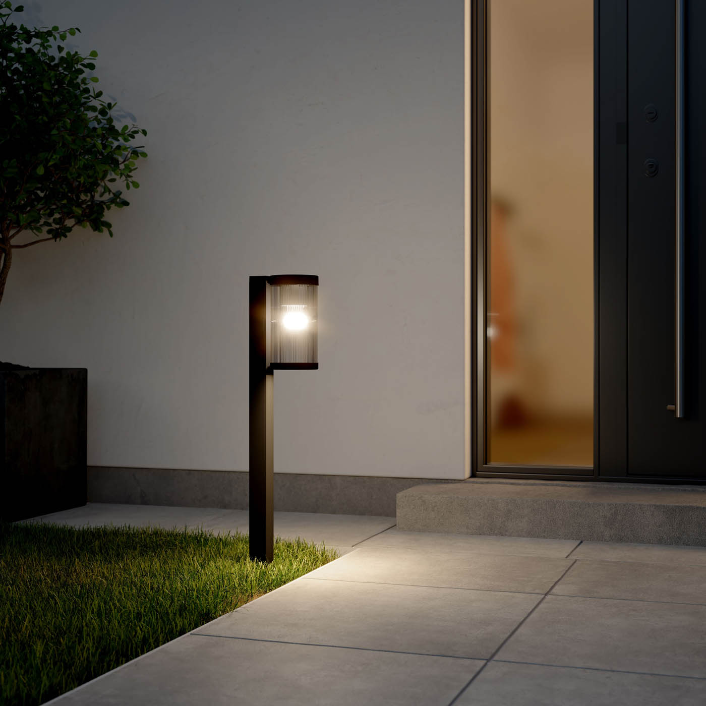 Outdoor Post Light 1 Lamp Aluminium Plastic Sleek Black Garden Path (H)800mm - Image 1