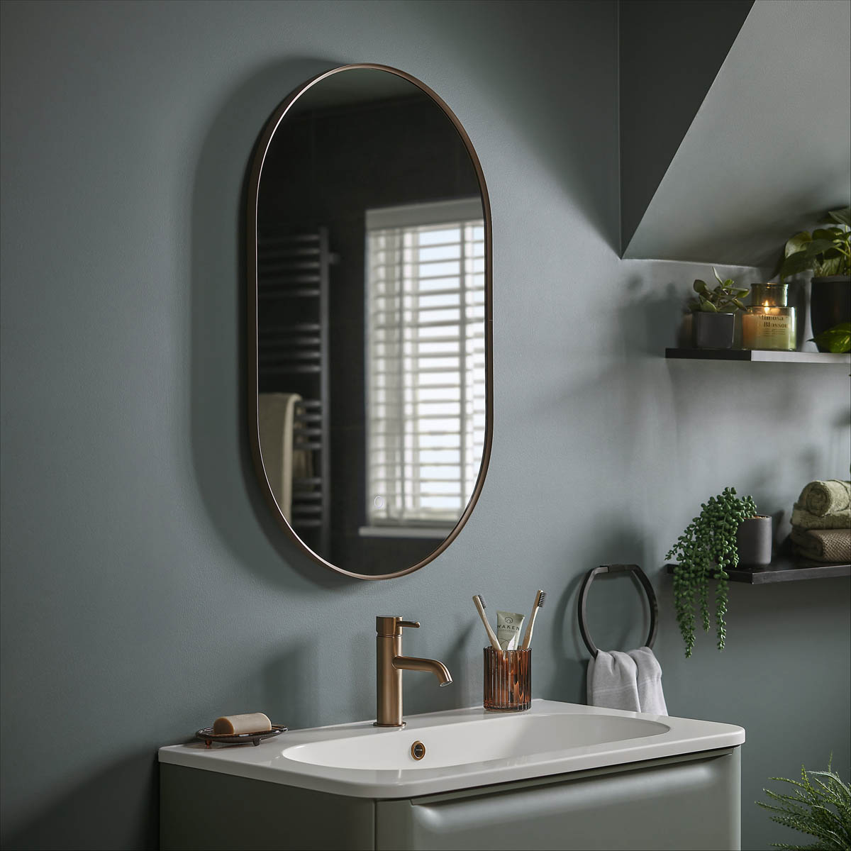 Aquadry Bathroom Basin Tap Brushed Bronze Effect Round Single Lever Contemporary - Image 7