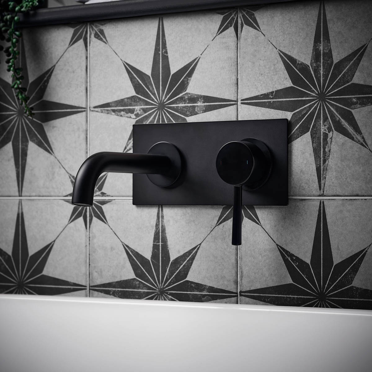 Bath Filler Tap Mixer Matt Black Round Wall Mounted Single Lever Bathroom - Image 2