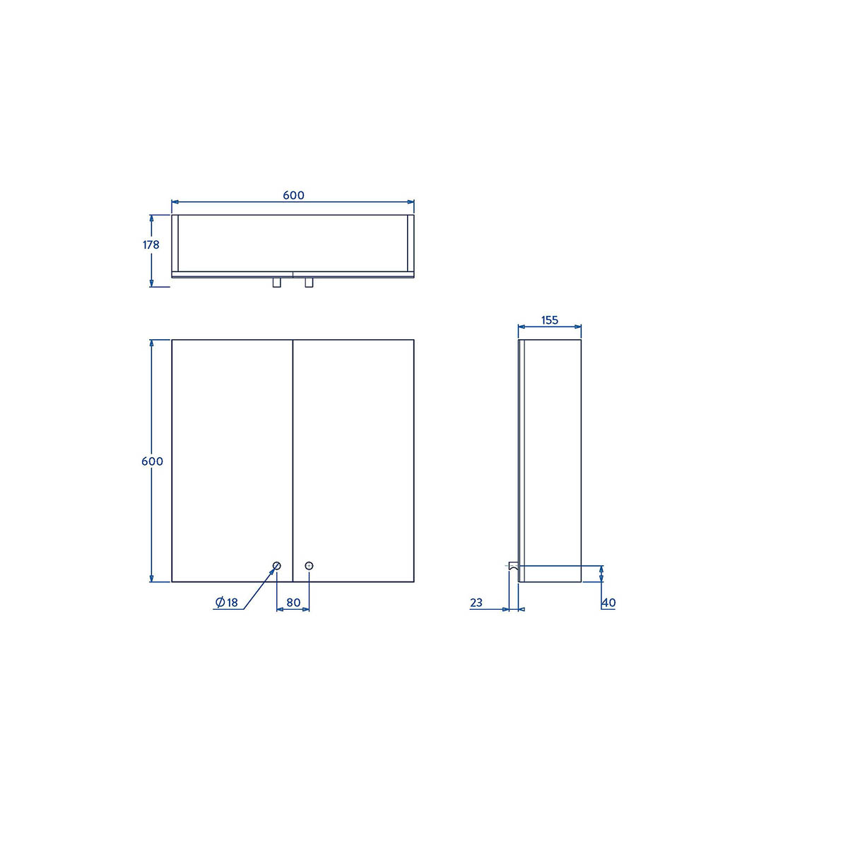 Mirrored Bathroom Cabinets Wall Mounted Double Door Matt Brown 60x60x18 - Image 4