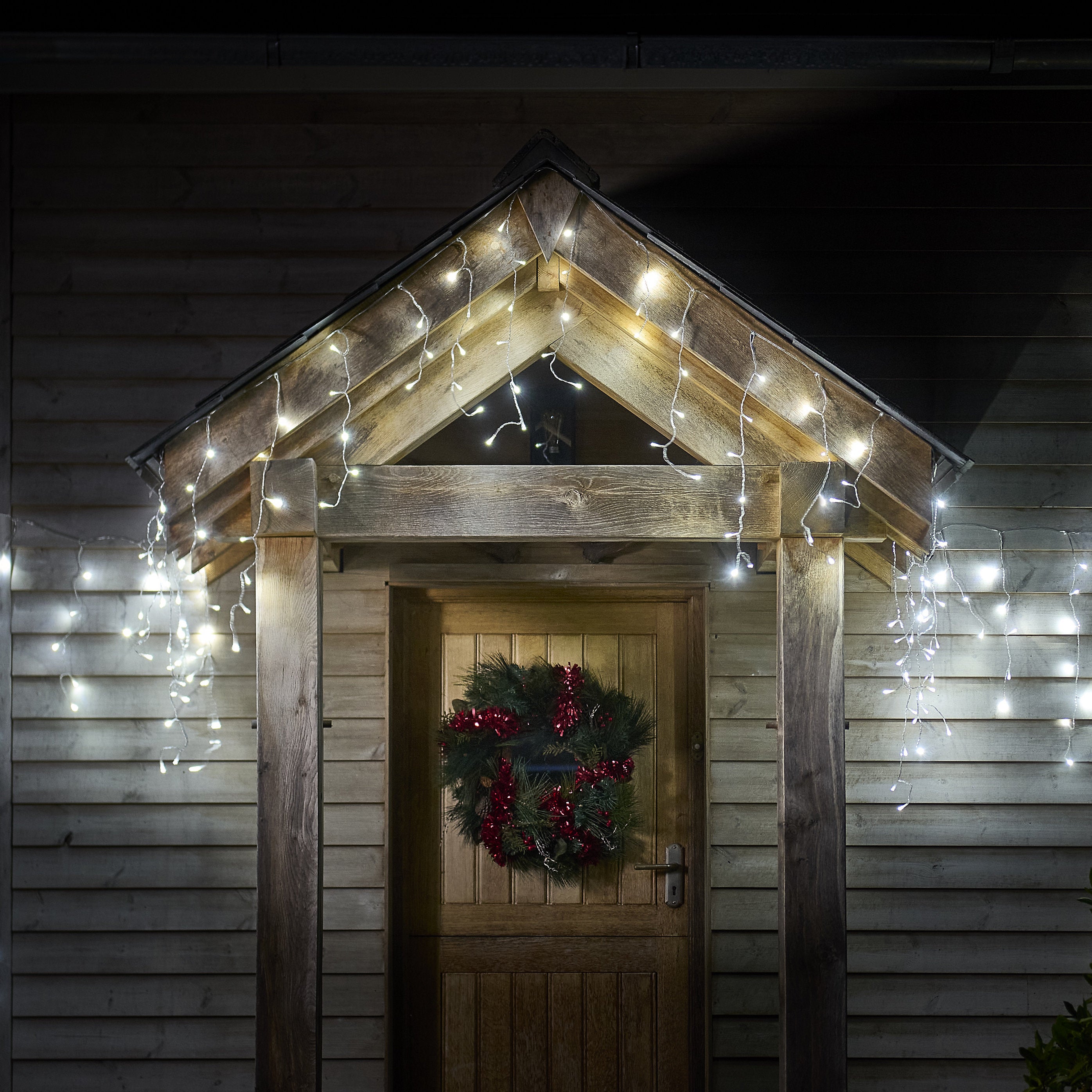 Christmas Icicle String Light LED Ice White 8 Functions Water Resistant 17.8m - Image 1