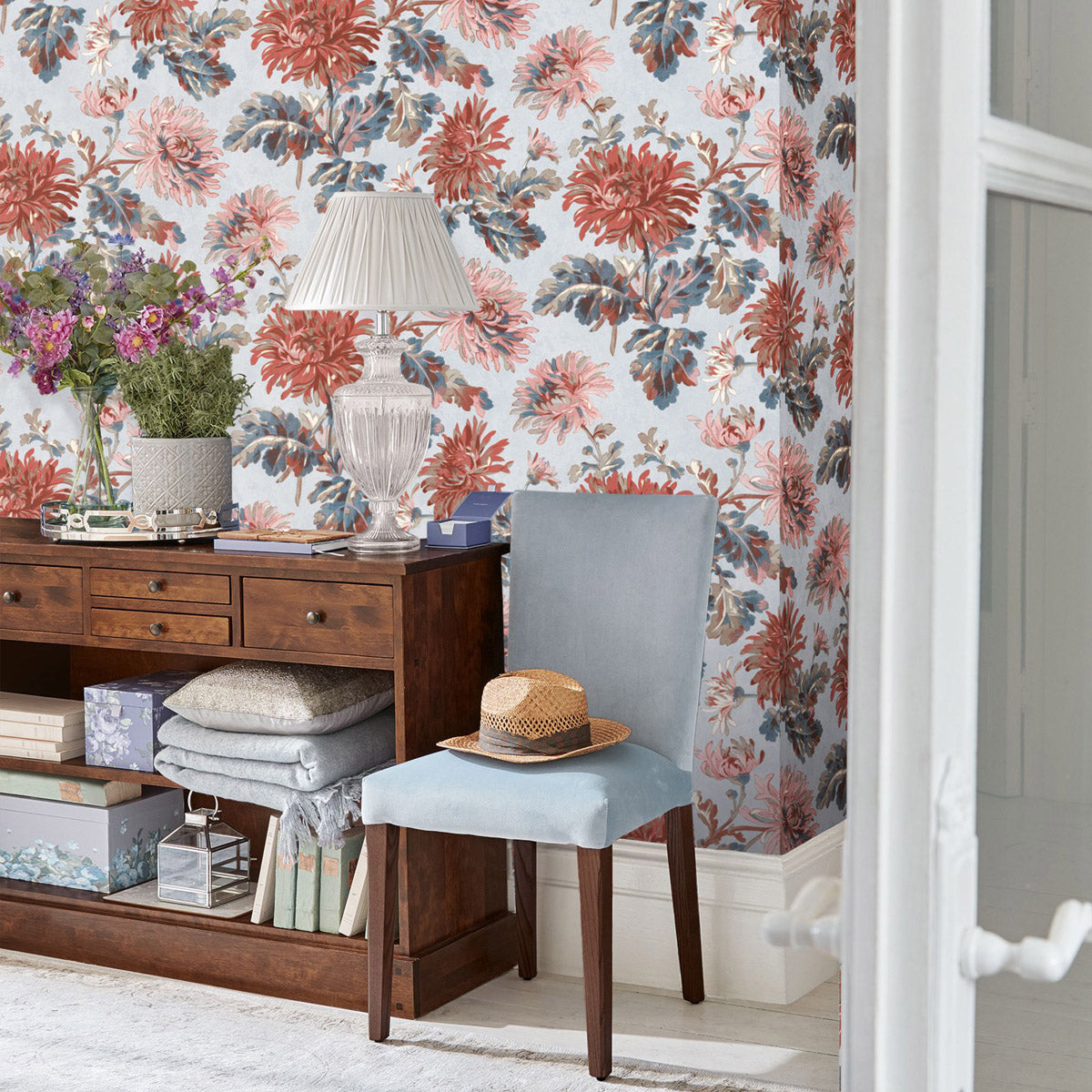 Laura Ashley Wallpaper Maryam Crimson Floral Smooth Matt Patterned Elegant 5.2m² - Image 2