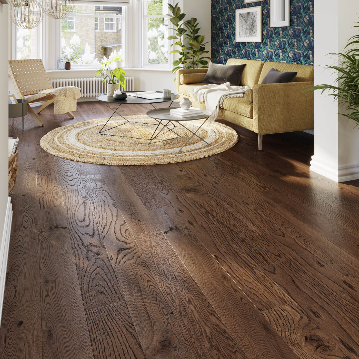Hardwood Flooring Natural Dark Brown Oak Matt Bevelled Edge Durable 1.8m² - Image 2