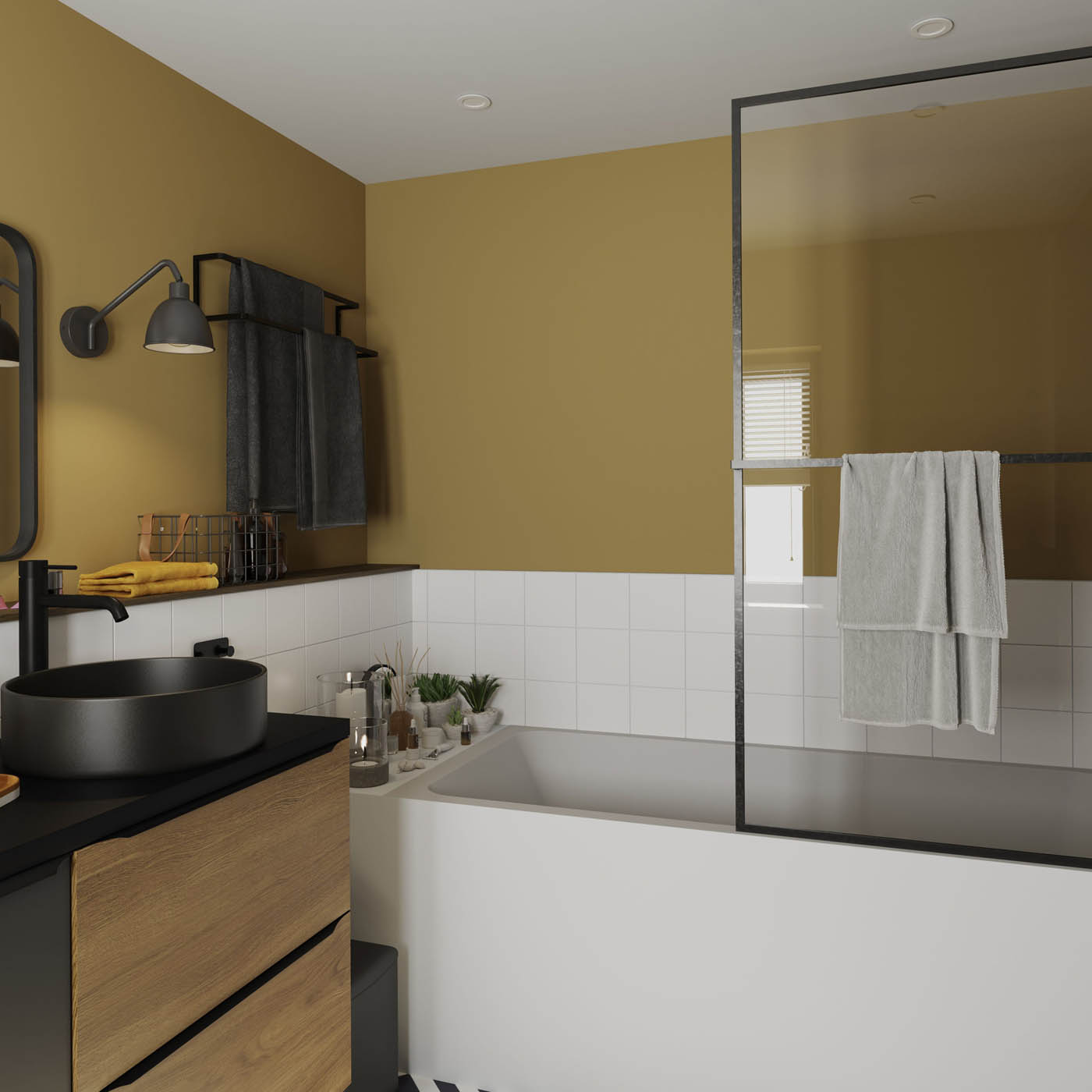 Imandra Bathroom Cabinet Under Sink Matt Black Wall-Mounted (H)600mm (W)600mm - Image 6