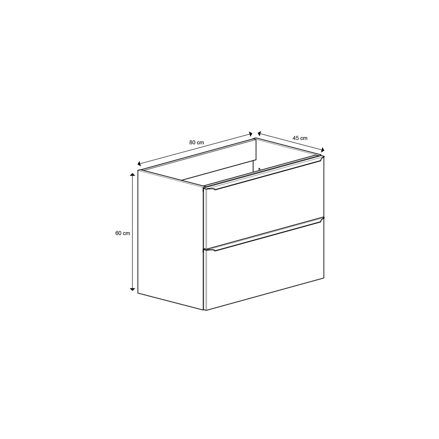 Imandra Bathroom Cabinet Under Sink Matt Blue Wall-Mounted 2 Drawer H600xW800mm - Image 2