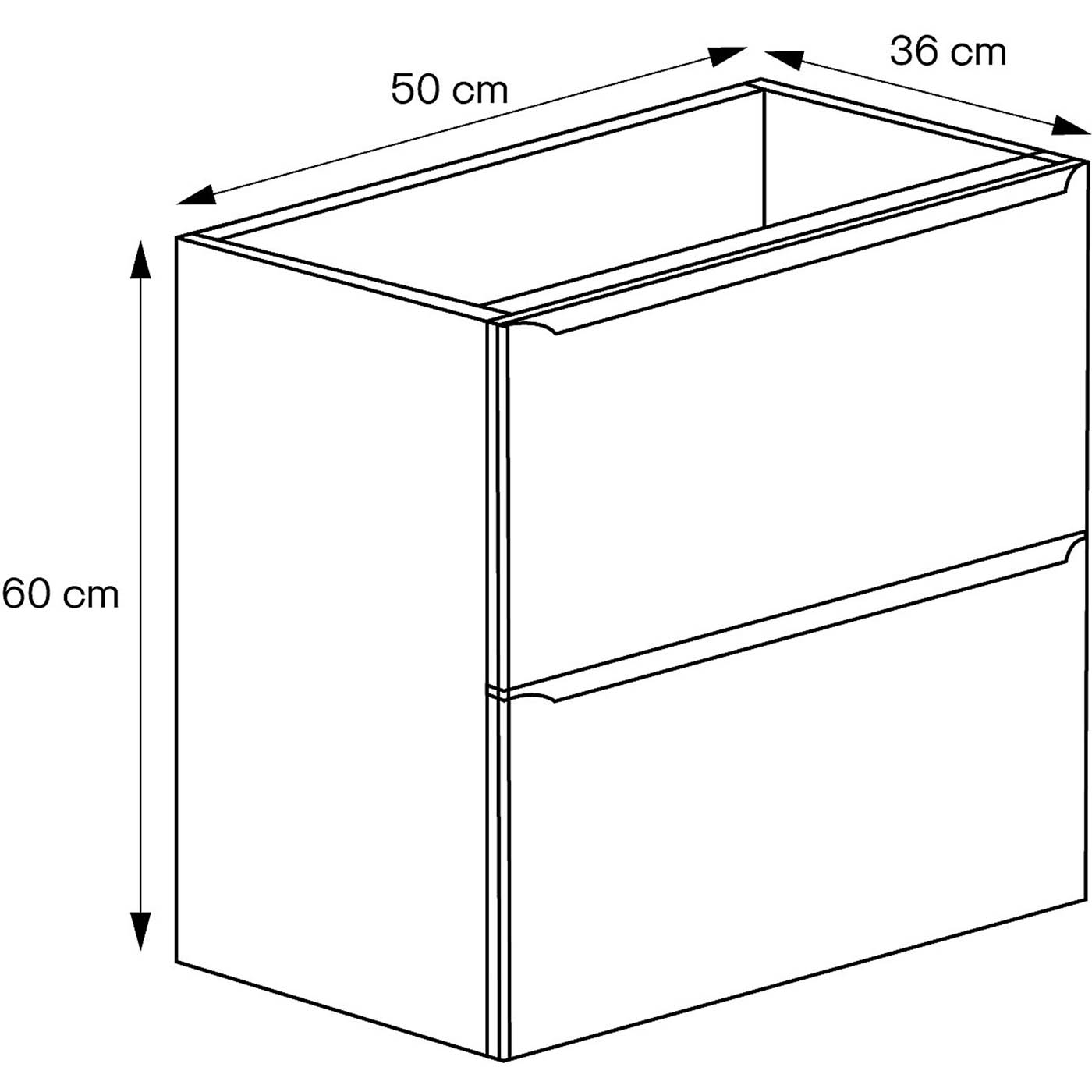 Imandra Bathroom Cabinet Wall-Mounted Vanity Matt Black Slimline H600mm W500mm - Image 2
