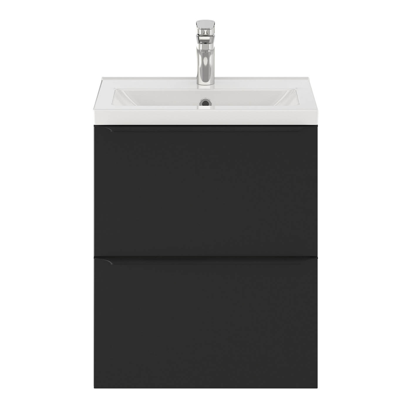 Imandra Bathroom Cabinet Wall-Mounted Vanity Matt Black Slimline H600mm W500mm - Image 4