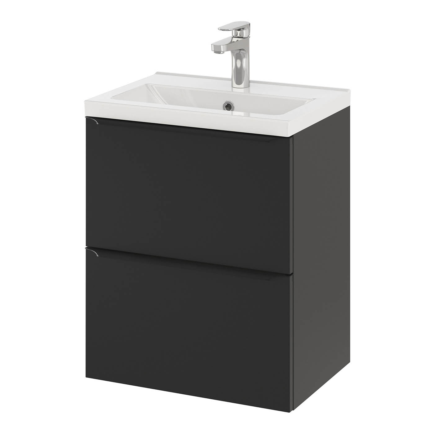 Imandra Bathroom Cabinet Wall-Mounted Vanity Matt Black Slimline H600mm W500mm - Image 5