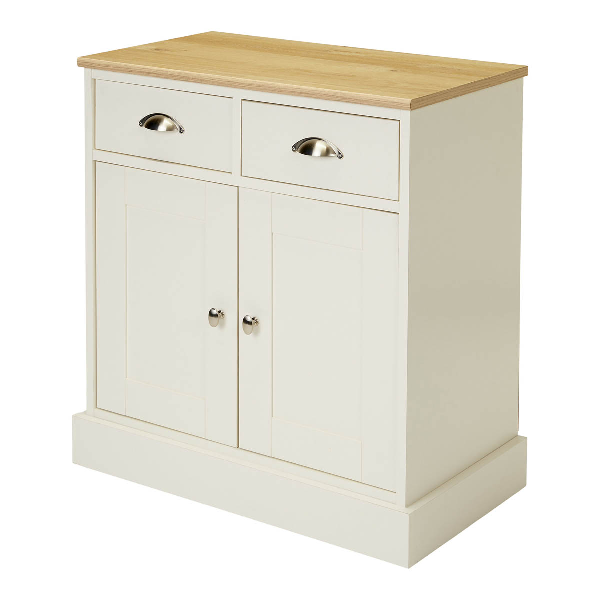 Letvica Shaker Sideboard 2 Drawer Matt White Oak Effect (H)771 (W)737 (D)408mm - Image 1