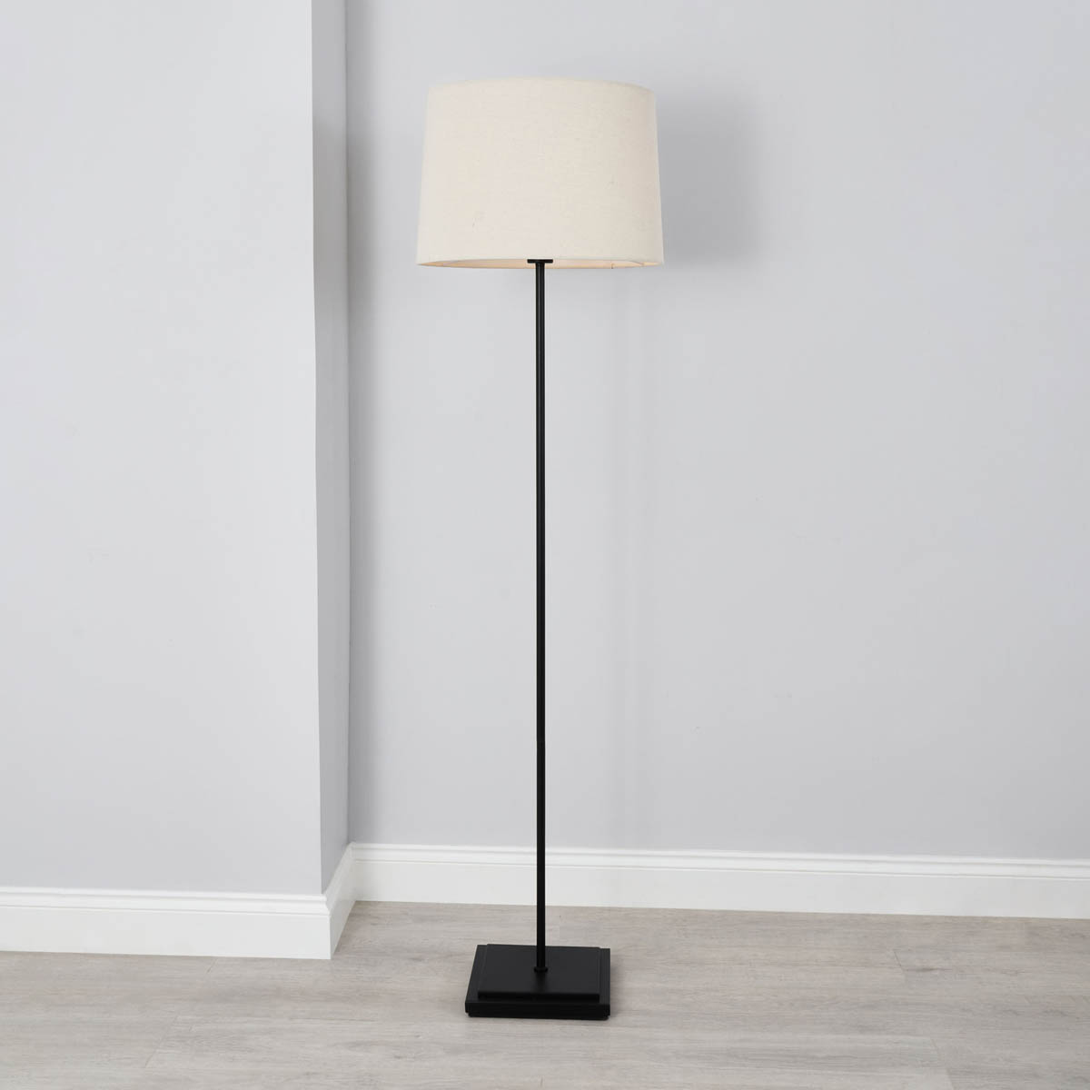 LED Floor Lamp Matt Black Freestanding Ivory Shade Living Room Bedroom H157.5cm - Image 1