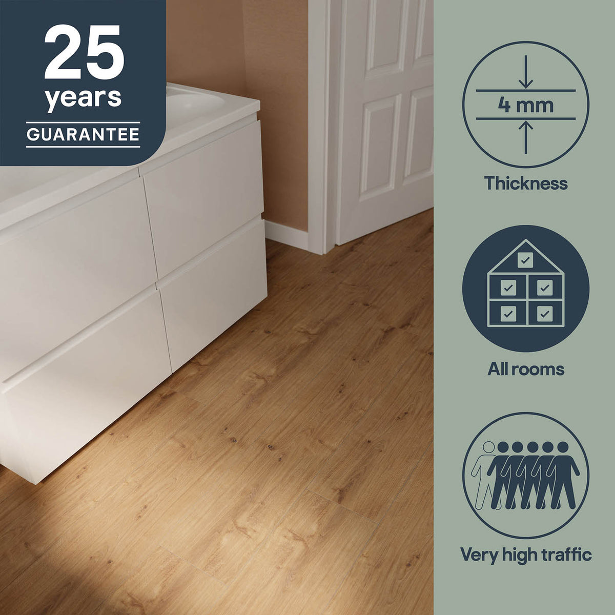 Click Vinyl Planks Walnut Oak Effect Textured Water Resistant T4.5mm 2.36m² - Image 7