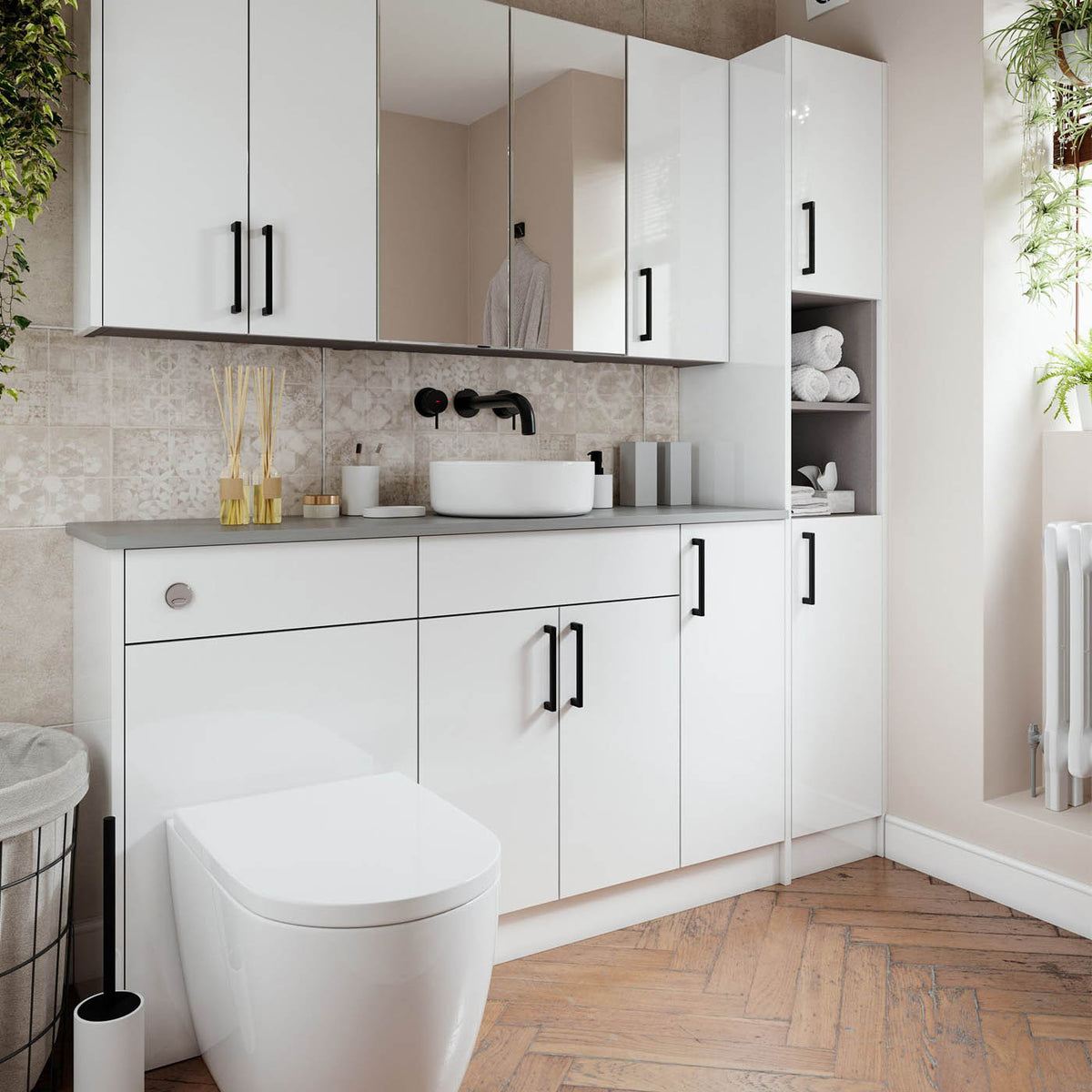Bathroom End Panel High Gloss White Finish MFC Straight Edge Modern 500x900mm - Image 2