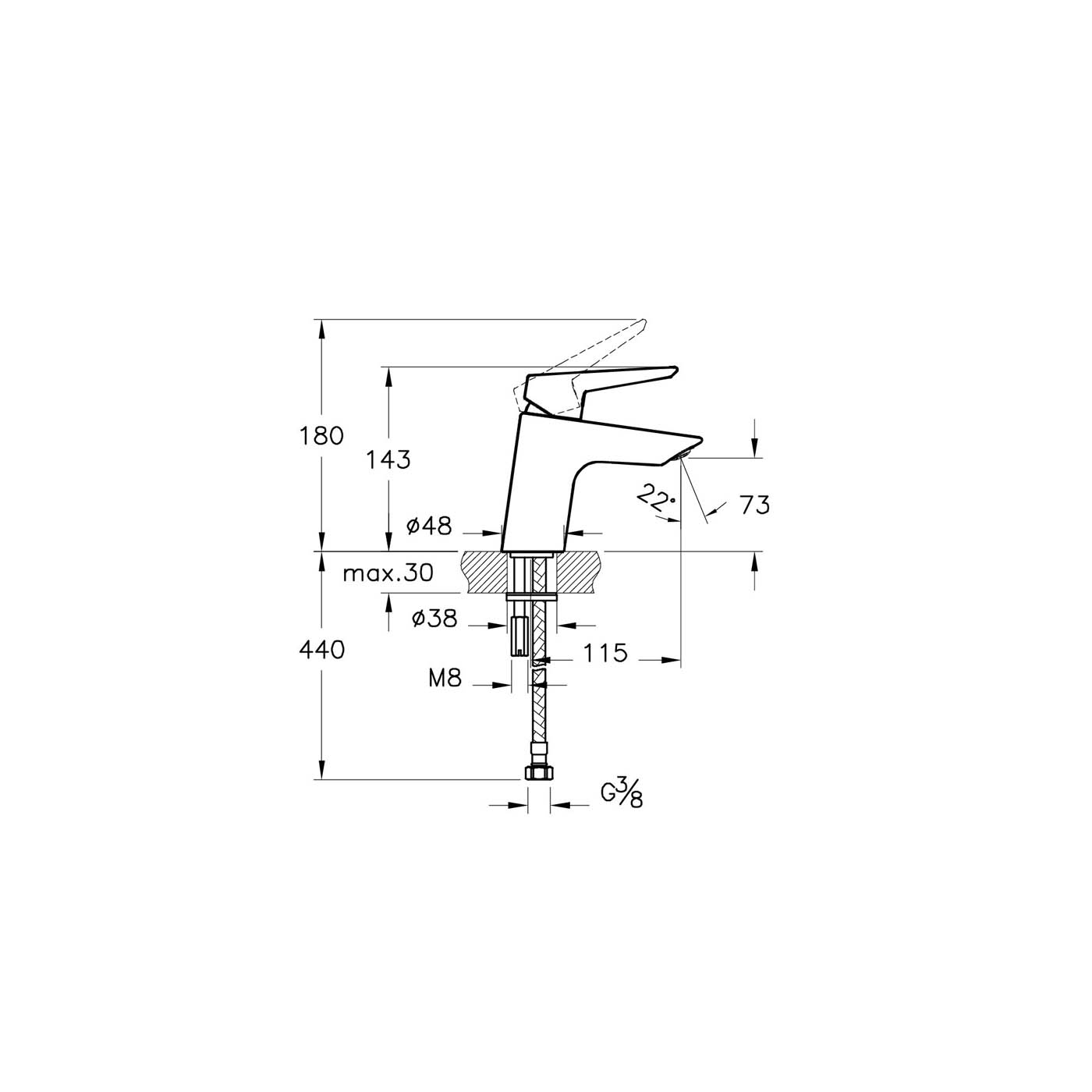 VitrA Solid S Chrome effect Basin Mixer Tap - Image 3