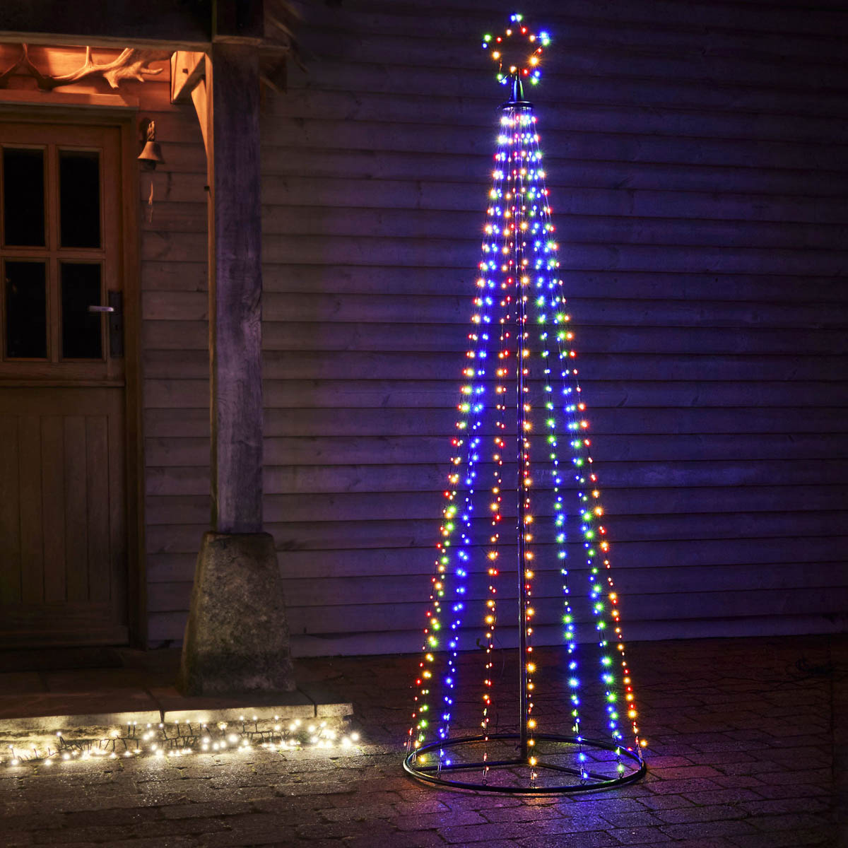 Christmas Tree Silhouette LED Multicolour 8 Functions Indoor Outdoor (H) 2100mm - Image 1