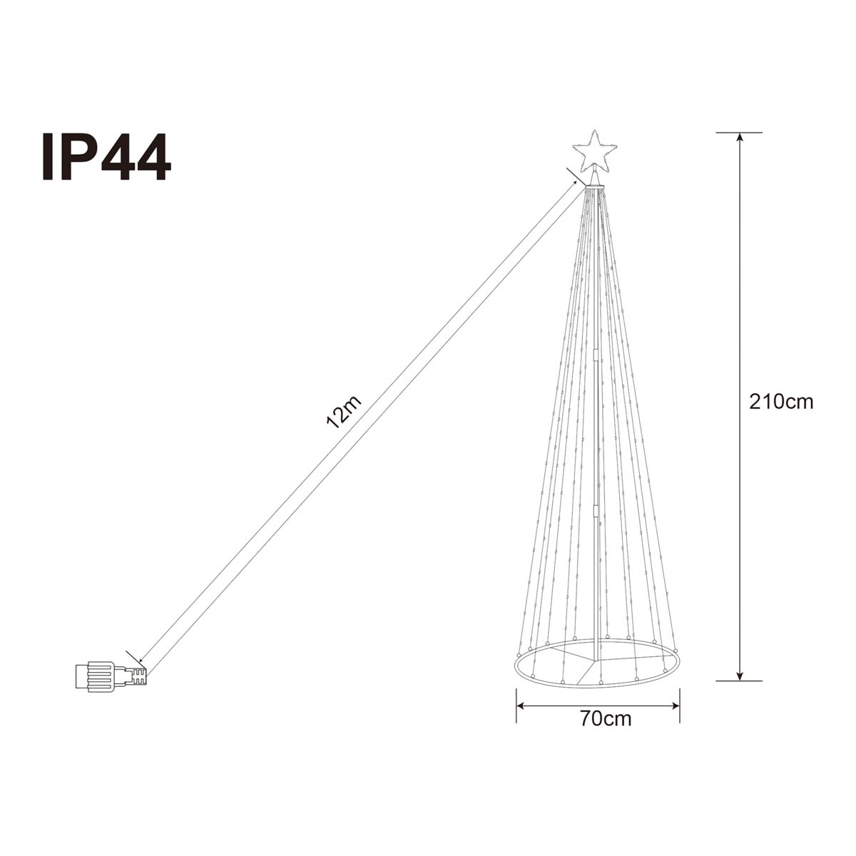 Christmas Tree Silhouette LED Multicolour 8 Functions Indoor Outdoor (H) 2100mm - Image 3