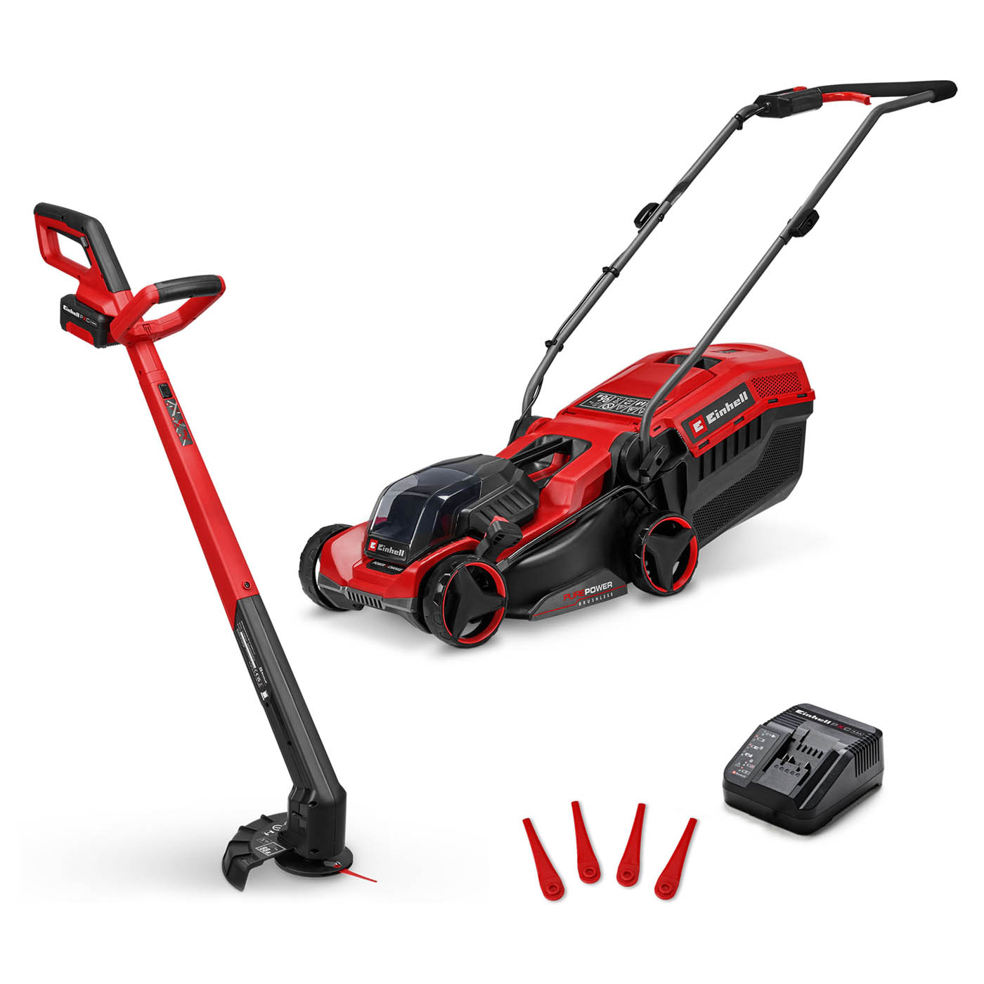 Einhell Lawnmower And Grass Trimmer Set Cordless 18V 4Ah Li-Ion Garden Cutters - Image 1