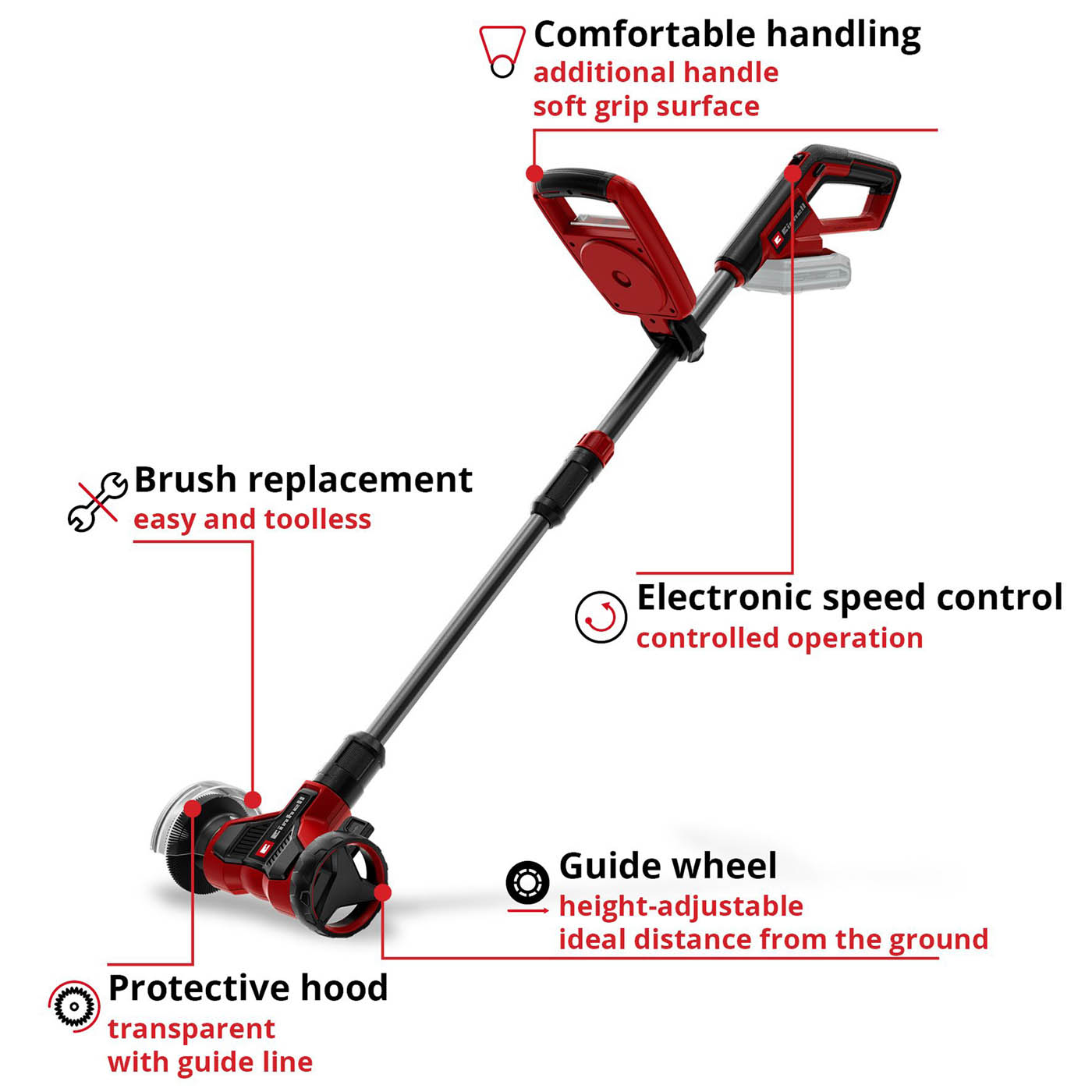 Einhell Patio Cleaner Wire Brush Cordless GE-CC 18/110 Li E-Solo Body Only - Image 3