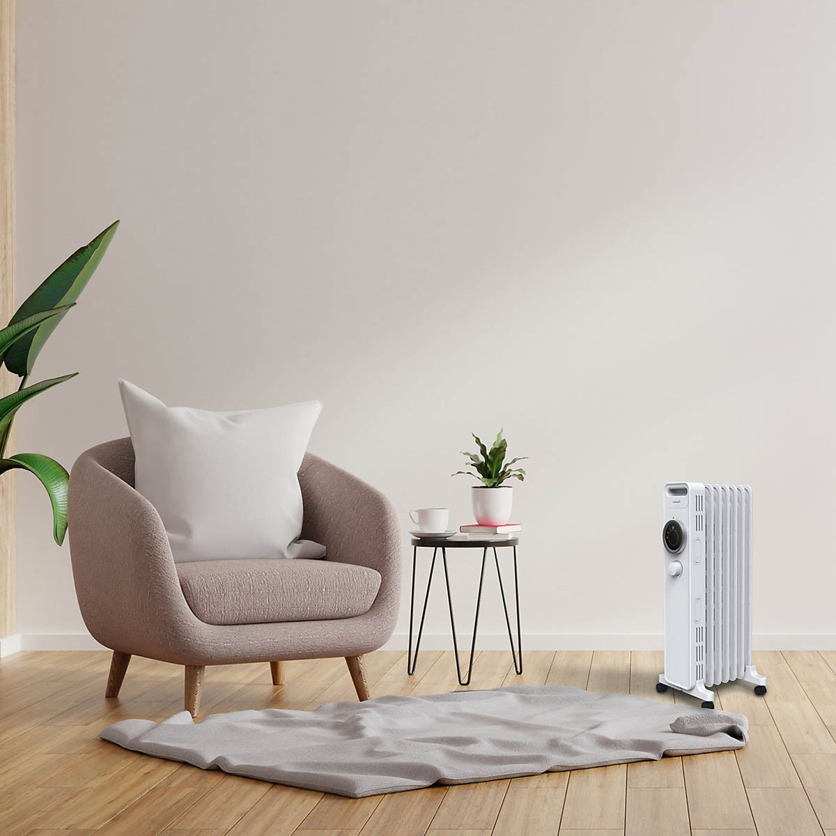 Oil Filled Radiator Electric White Portable 3 Heat Settings 7 fins 1500W - Image 4
