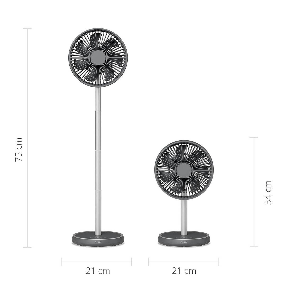 Duux Desk Fan 8" Charcoal Quiet 4 Speed Oscillating Tilting Adjustable Height - Image 2