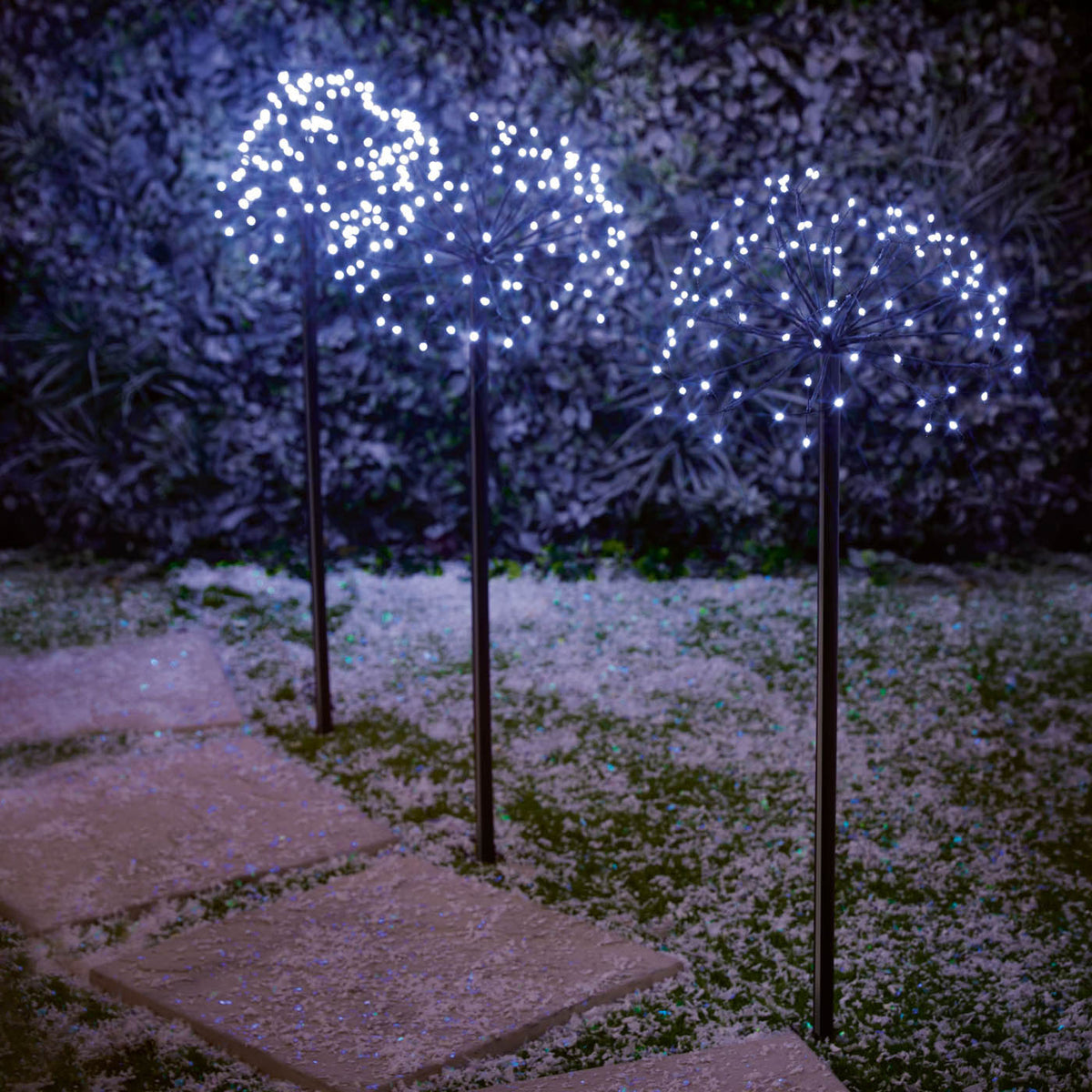 Garden LED Stake Light Indoor Outdoor White Round (H)100 x (D)50cm Pack of 3 - Image 1
