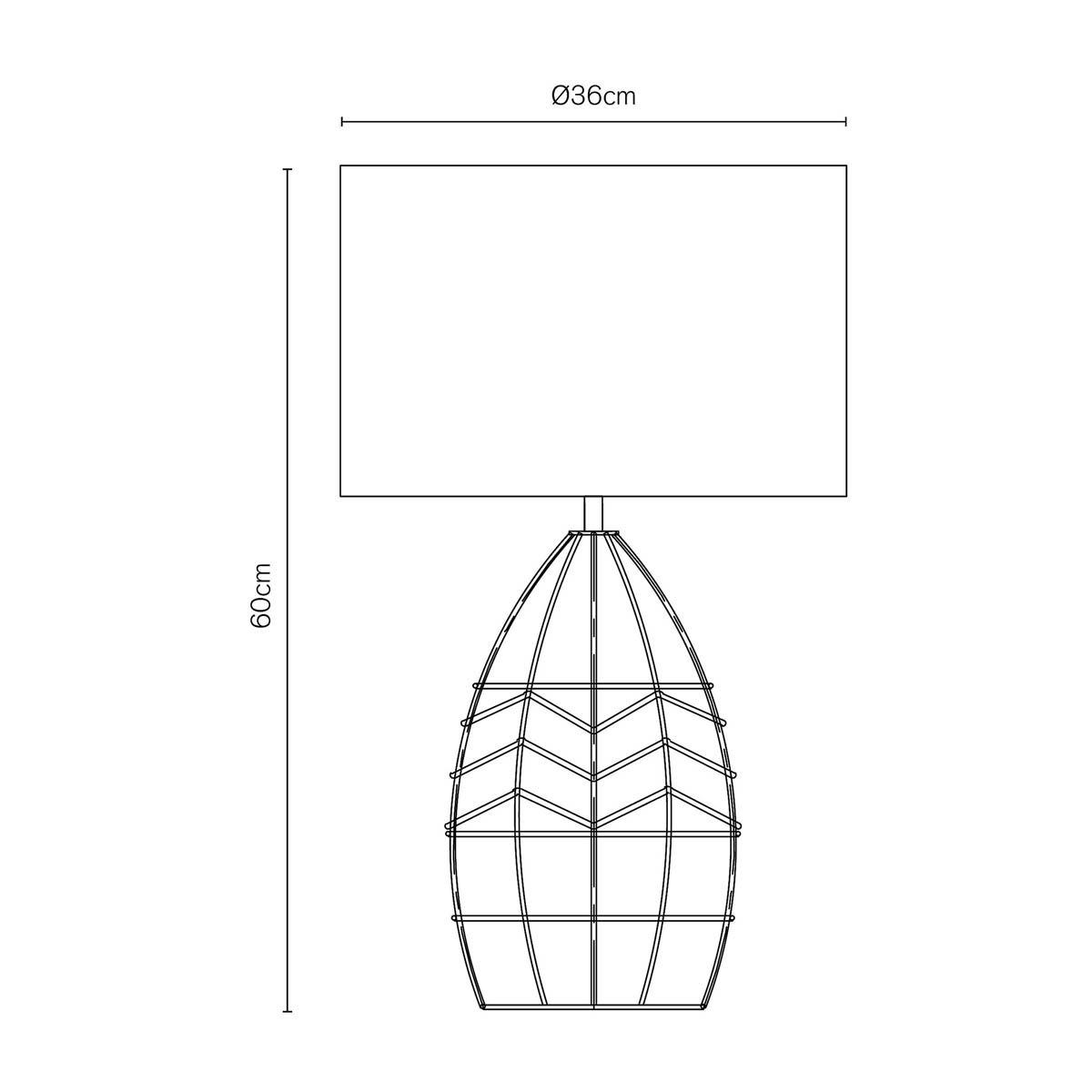 Inlight Table Lamp String Round Matt Natural Rattan Effect Drum Shade Modern - Image 2