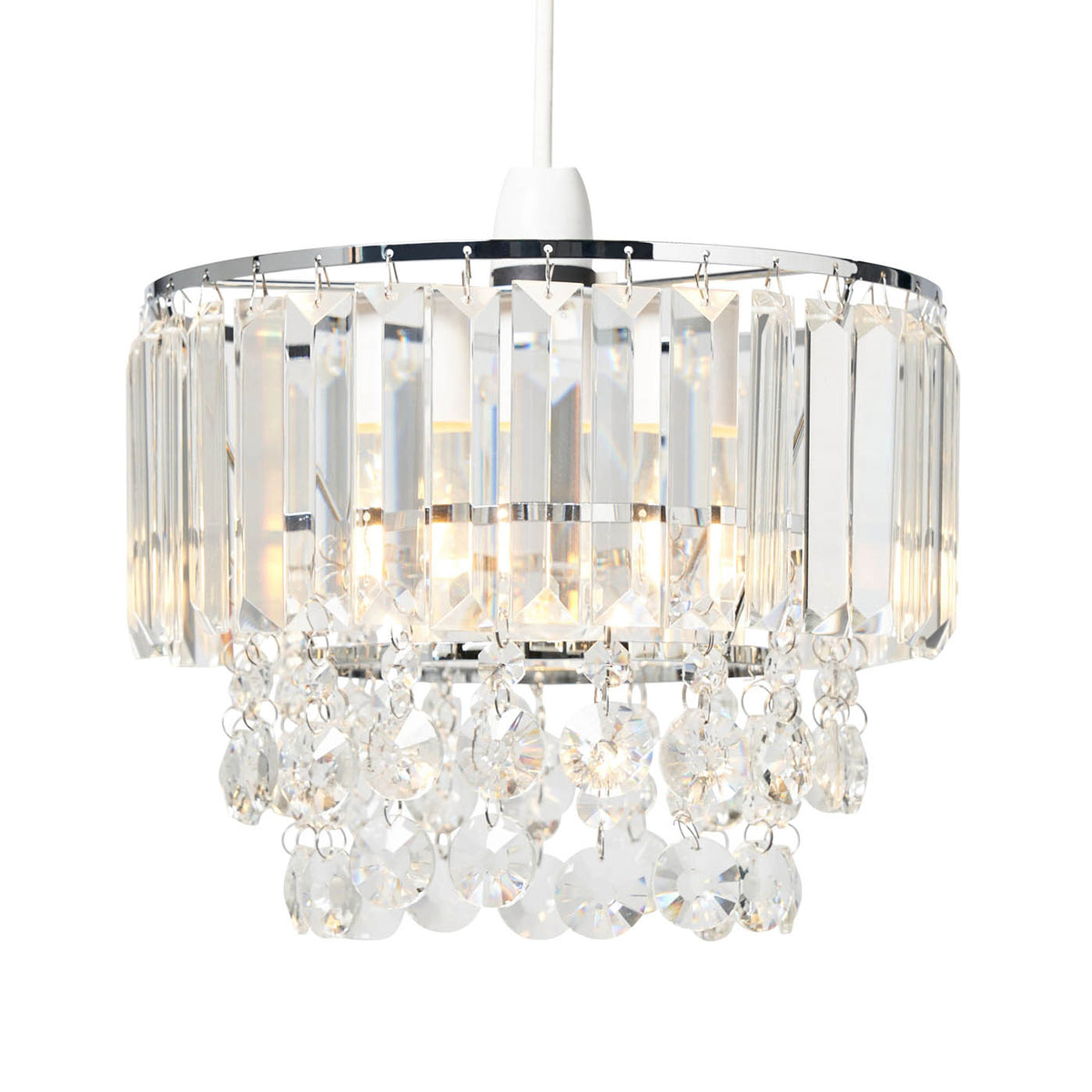 Inlight Tiered Lamp Shade Round Glass Crystals Polished Chrome Effect (D)27cm - Image 3