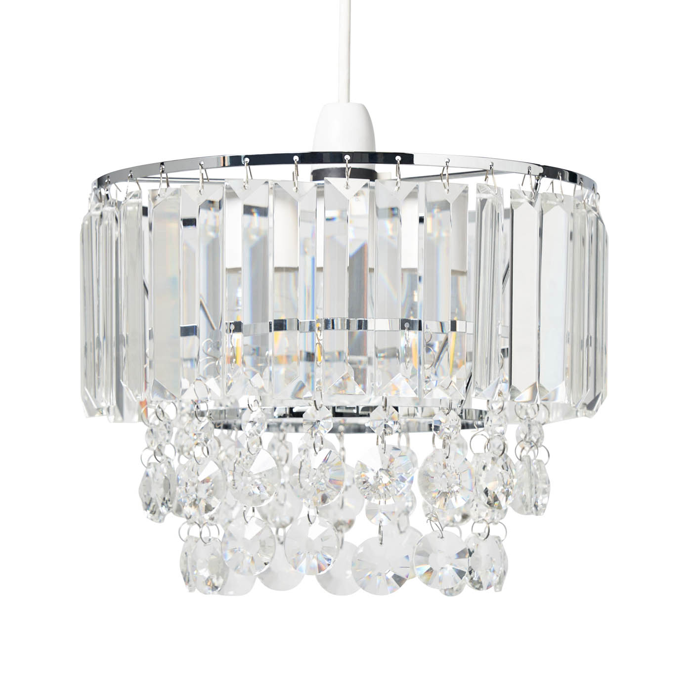 Inlight Tiered Lamp Shade Round Glass Crystals Polished Chrome Effect (D)27cm - Image 8