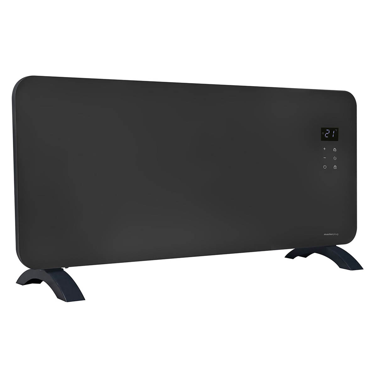 Masterplug Smart Panel Heater Electric 2kW Grey Glass Portable Thermostat Modern - Image 1