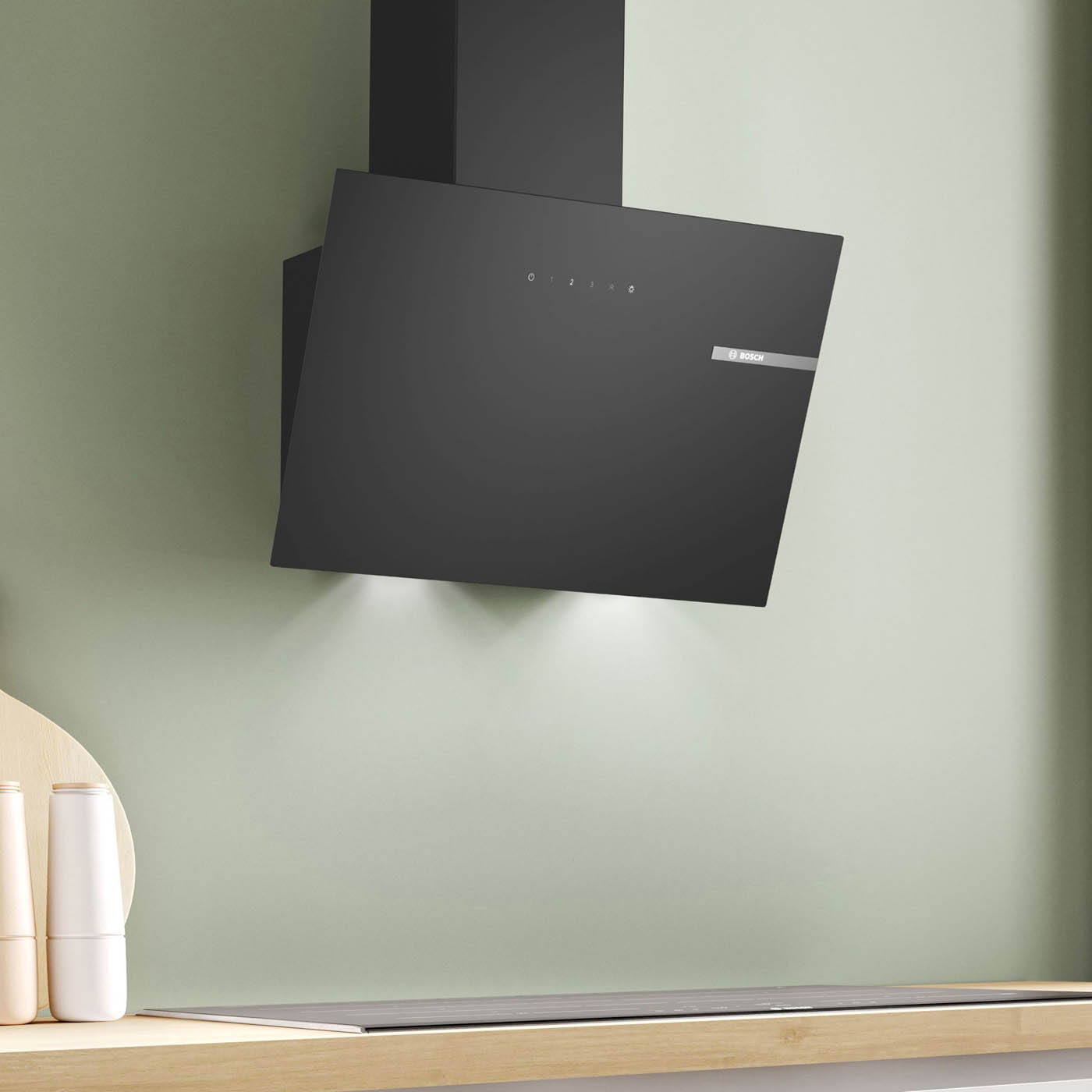 Bosch Angled Cooker Hood Series 2 DWK65DK60B Black Touch Control LED (W)59cm - Image 1