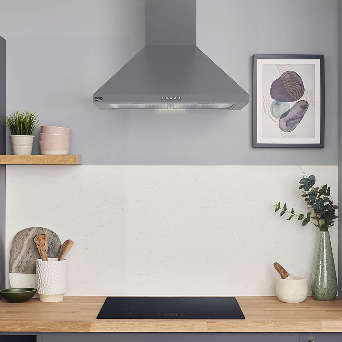 Beko Cooker Hood 59.8cm Chimney HCP61422XH Stainless Steel Extractor Fan Modern - Image 2