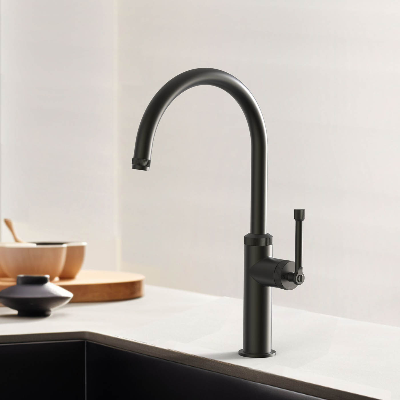Abode Kitchen Sink Tap Mixer Black Single Side Lever Swivel Spout Modern Faucet - Image 2