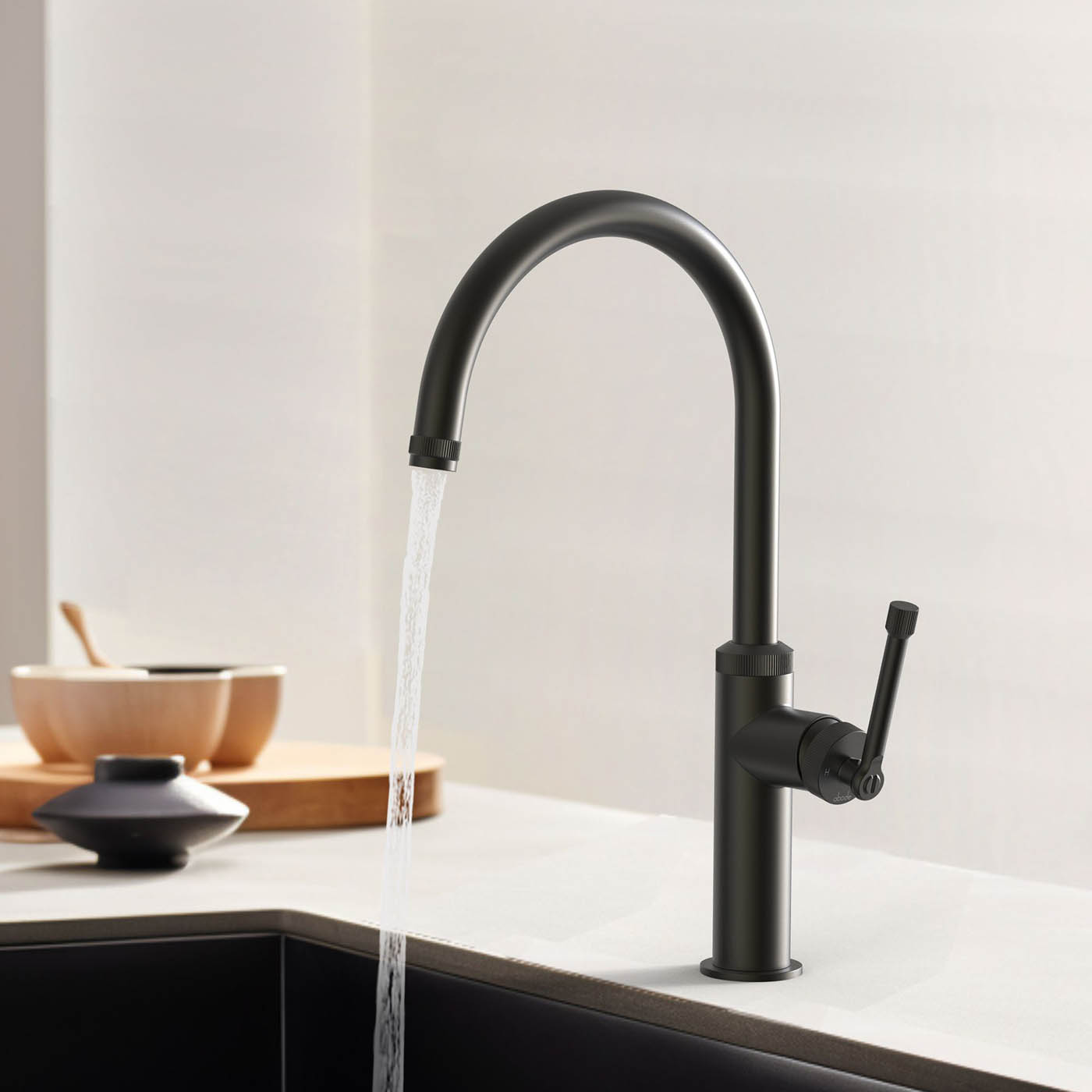 Abode Kitchen Sink Tap Mixer Black Single Side Lever Swivel Spout Modern Faucet - Image 4