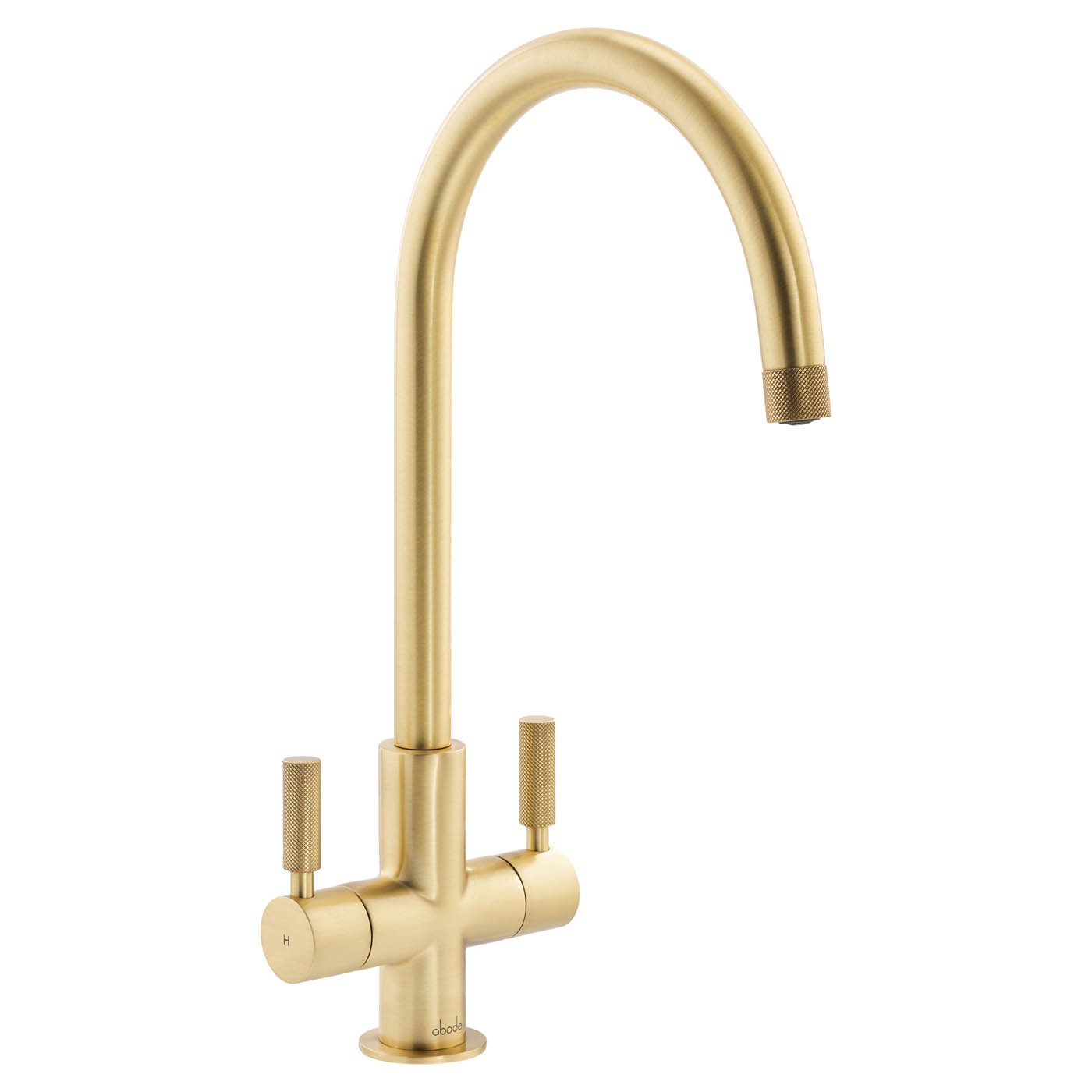 Abode Kitchen Sink Tap Mono Mixer Brass Effect Dual Lever Swivel Spout Faucet - Image 1