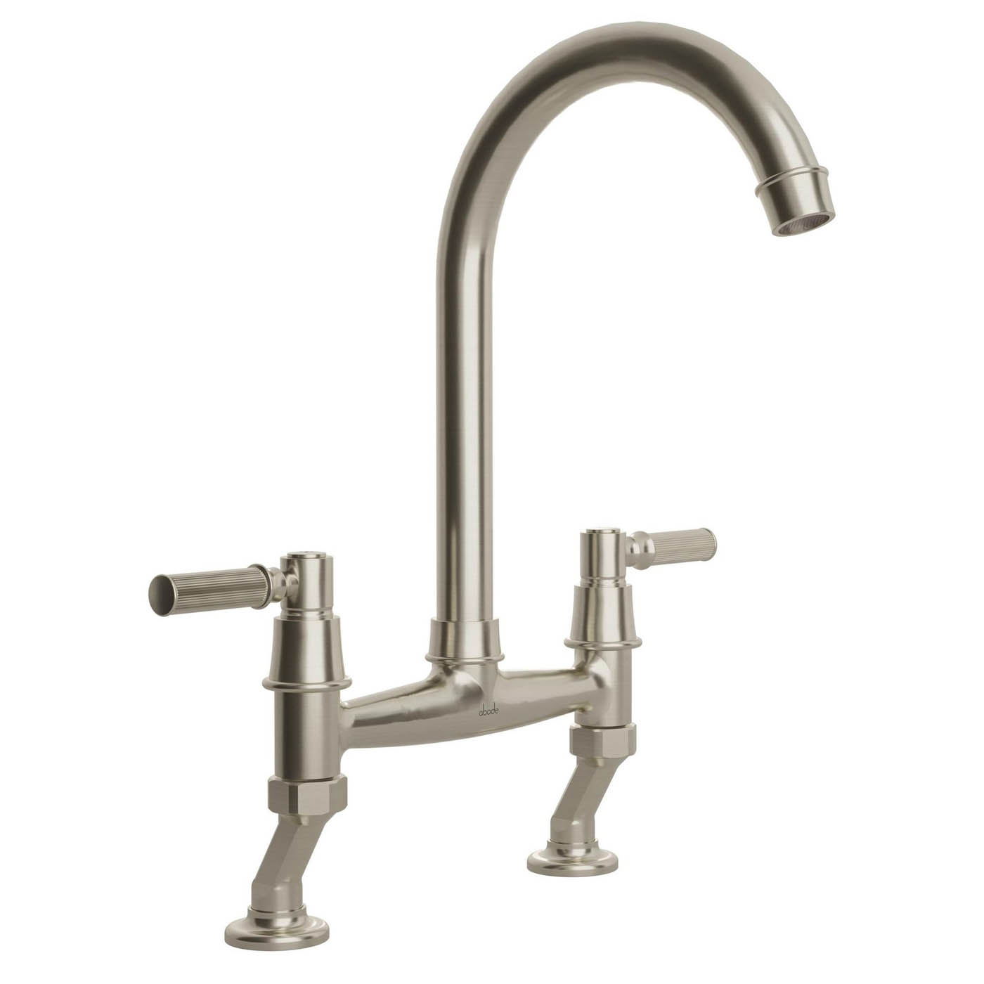 Abode Kitchen Sink Mixer Tap Dual Lever Nickel Effect Swivel Traditional - Image 1