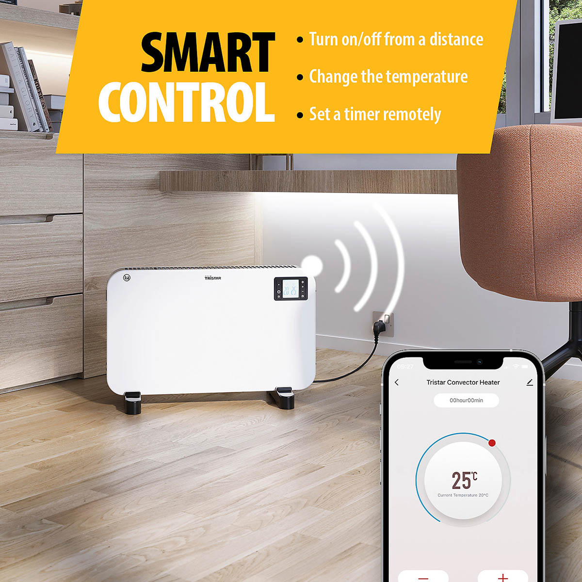 Smart Convector Heater 2kw White Portable Timer Free Standing 3 Heat Settings - Image 6