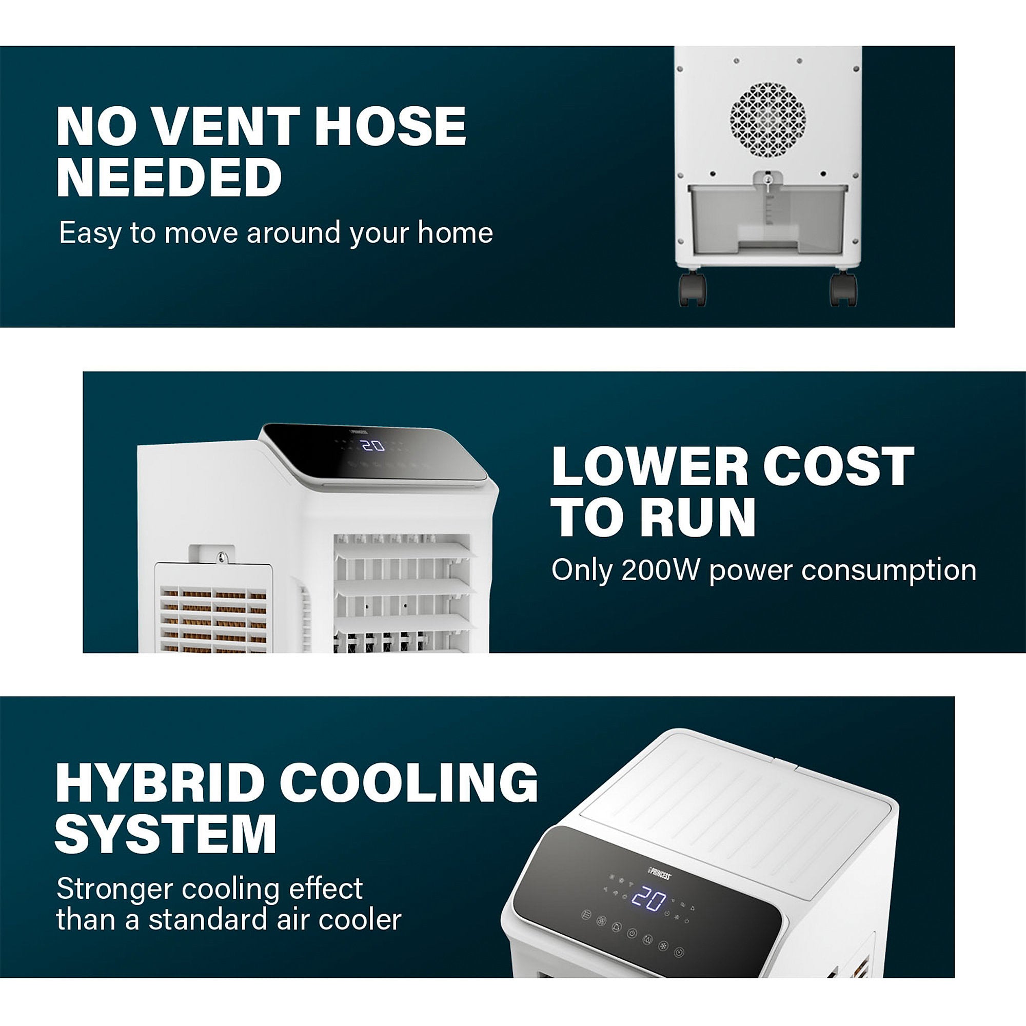 Princess Smart Fan Air Cooler Hybrid Touch LED Display Oscillating Timer 5L - Image 8